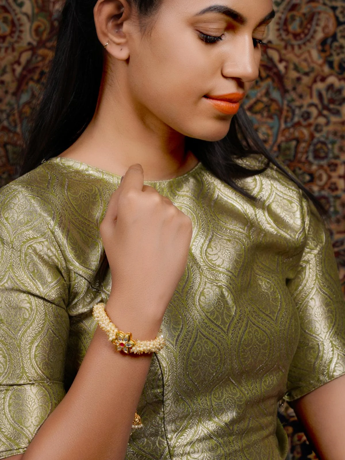 Odette Women Gold Tone Pretty Pearl Bracelet - Image 2