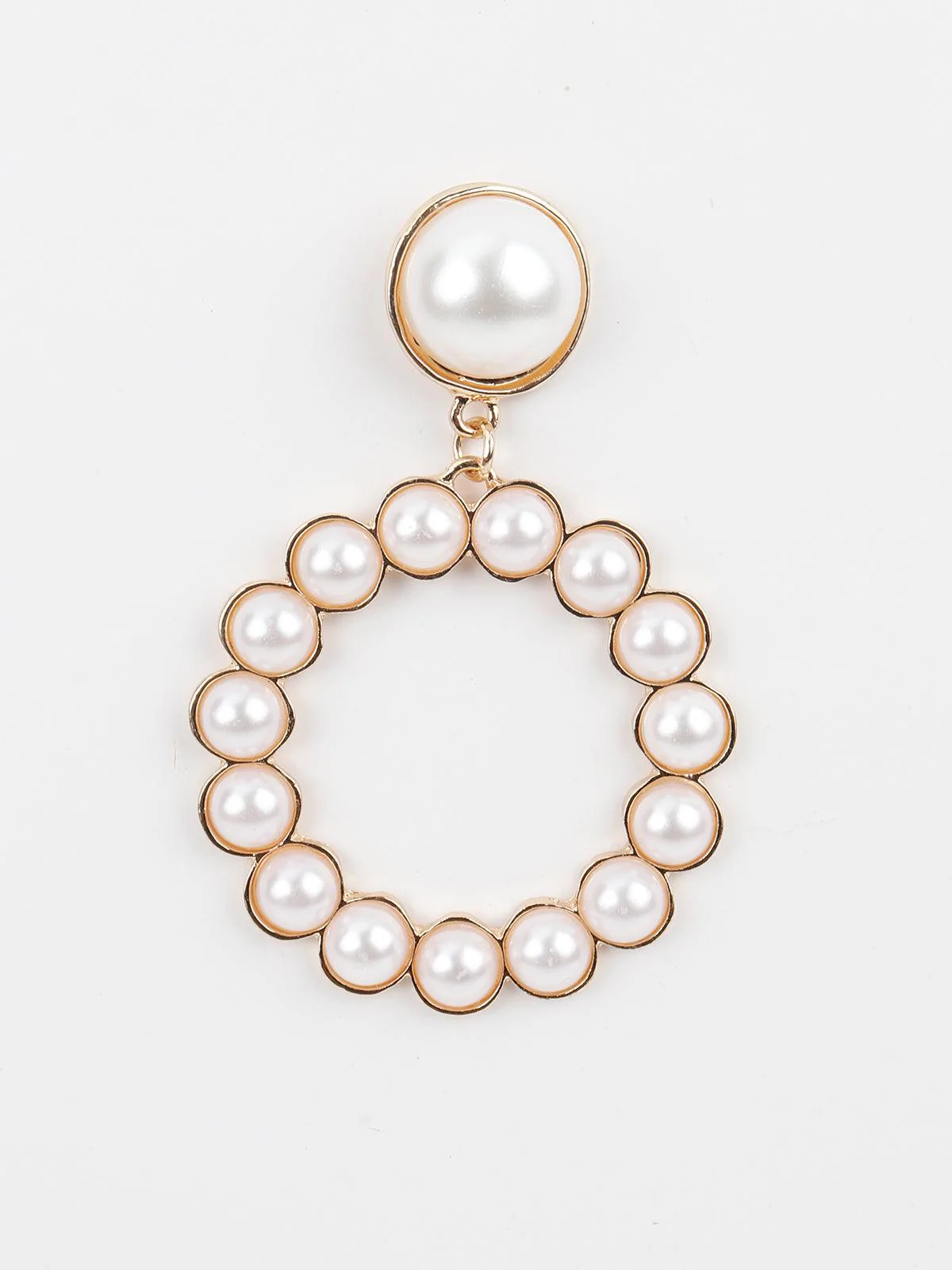Odette Women Gold Tone White Pearl Cute Dangle Earrings - Image 4