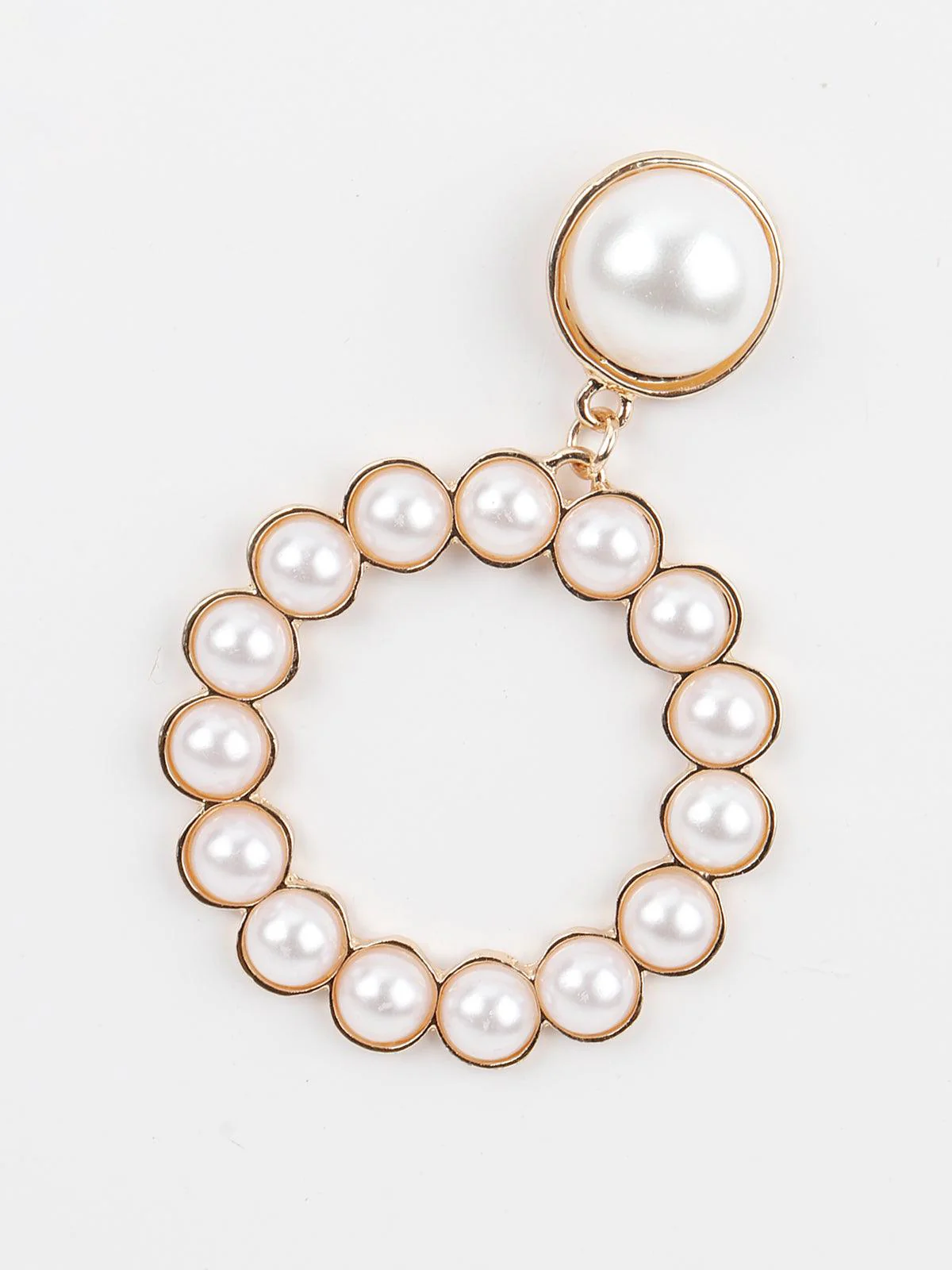 Odette Women Gold Tone White Pearl Cute Dangle Earrings - Image 5