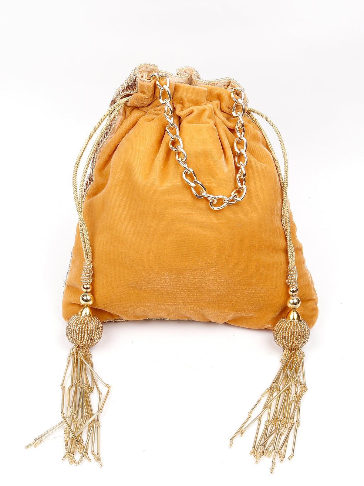 Odette Women Golden Beaded Potli - Image 5