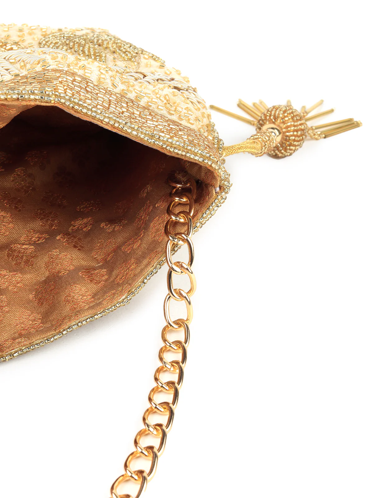 Odette Women Golden Bright Potli Bag - Image 4