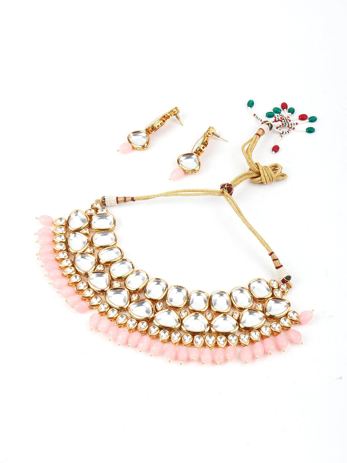 Odette Women Grand Pink Mani & Kundan Necklace Set! - Image 3