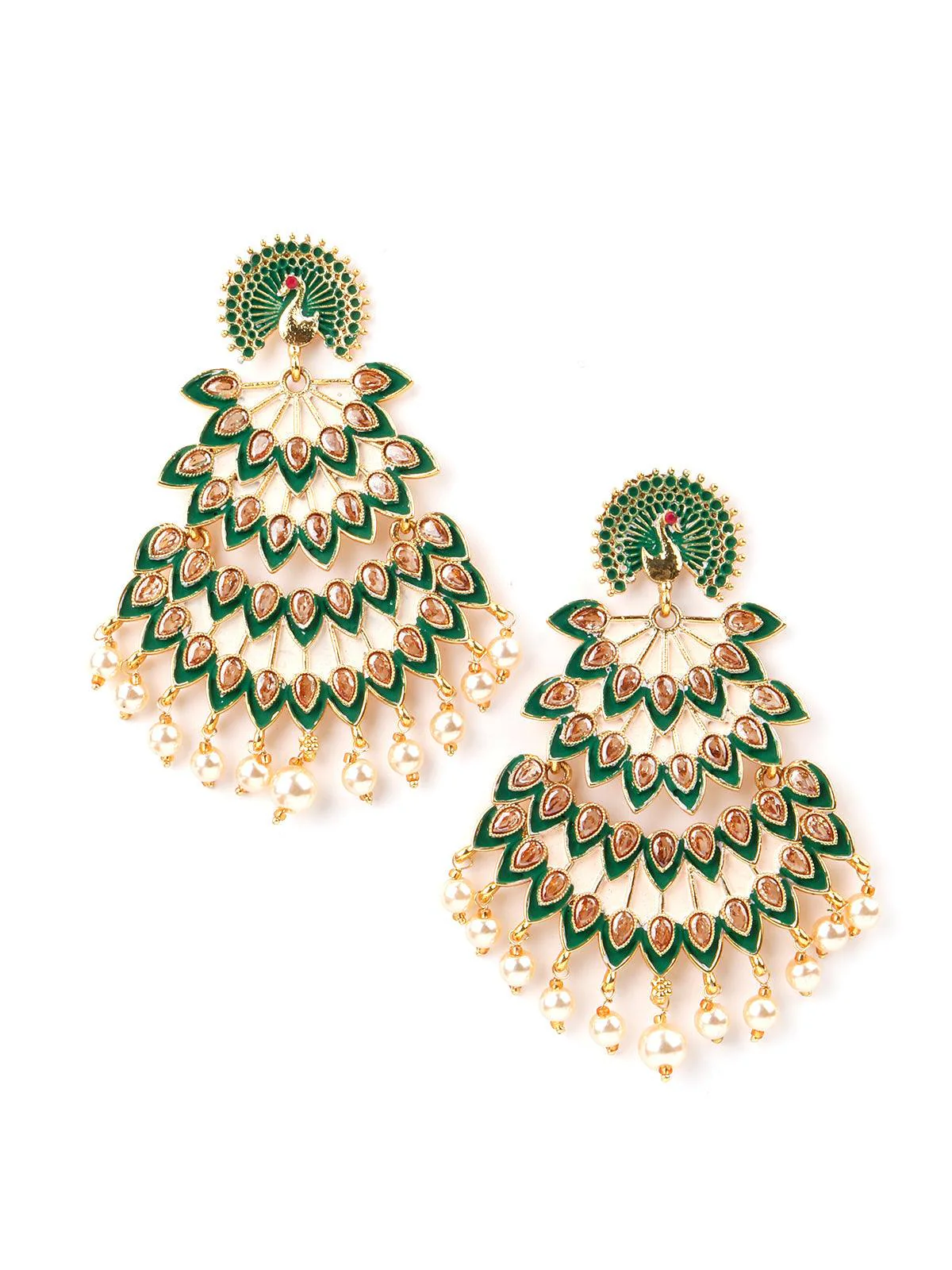 Odette Women Green Leafy Lovely Dangle Earrings! - Image 3