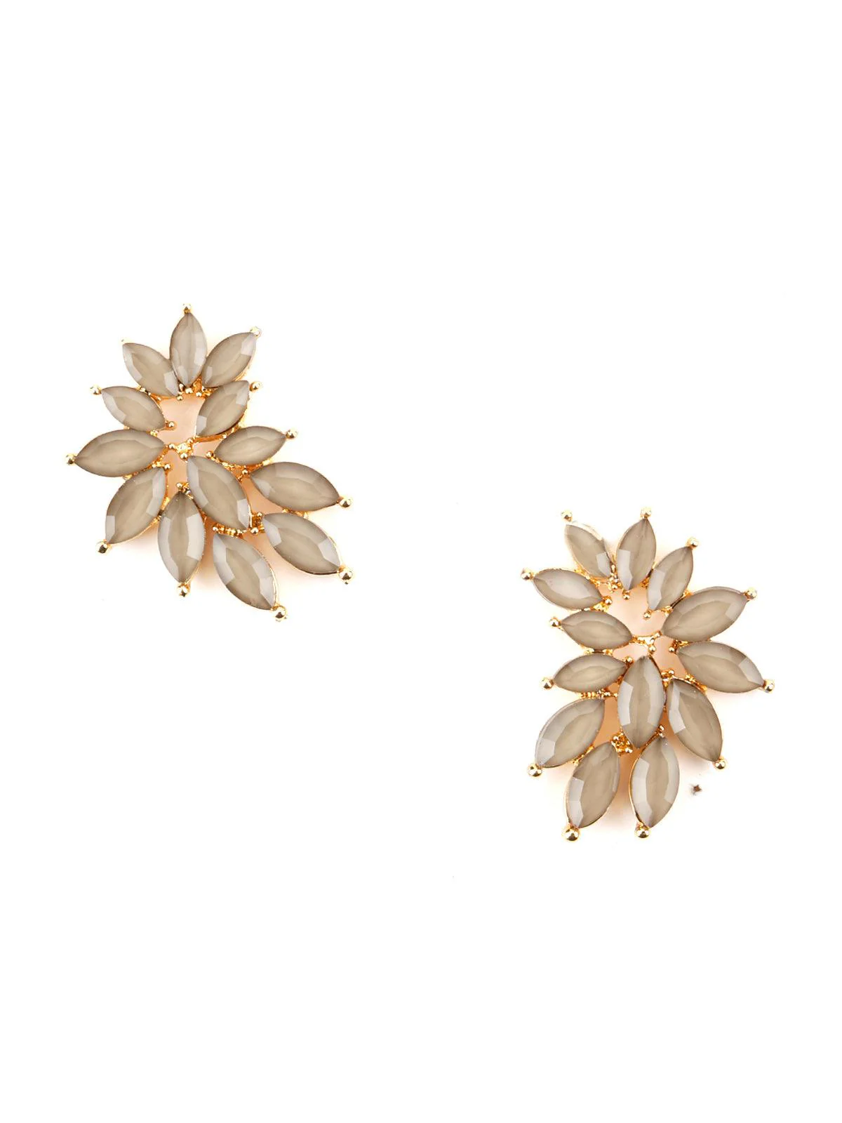 Odette Women Grey Pretty Floral Studs - Image 5