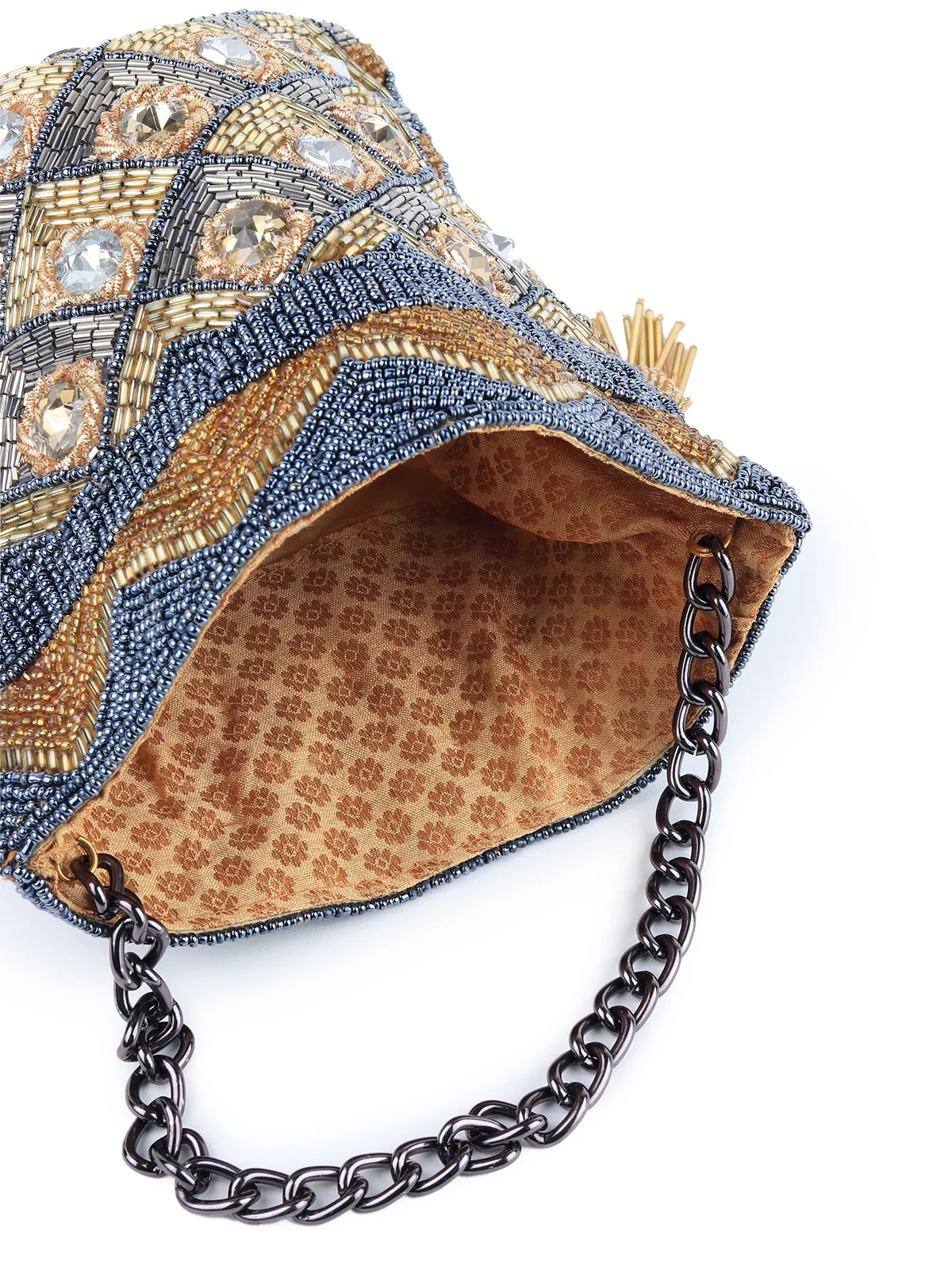 Odette Women Heavily Embellished Multicolour Potli - Image 6