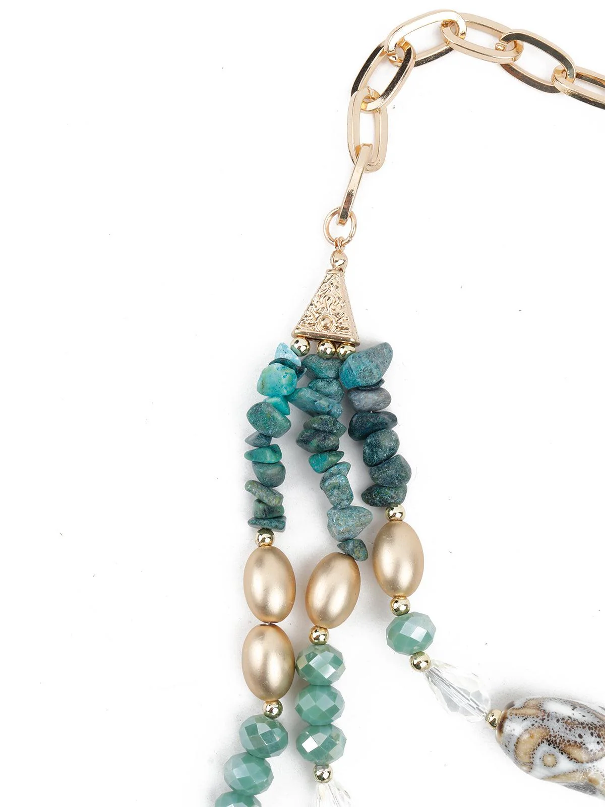 Odette Women Layered Sea Green Crystal Necklace - Image 4