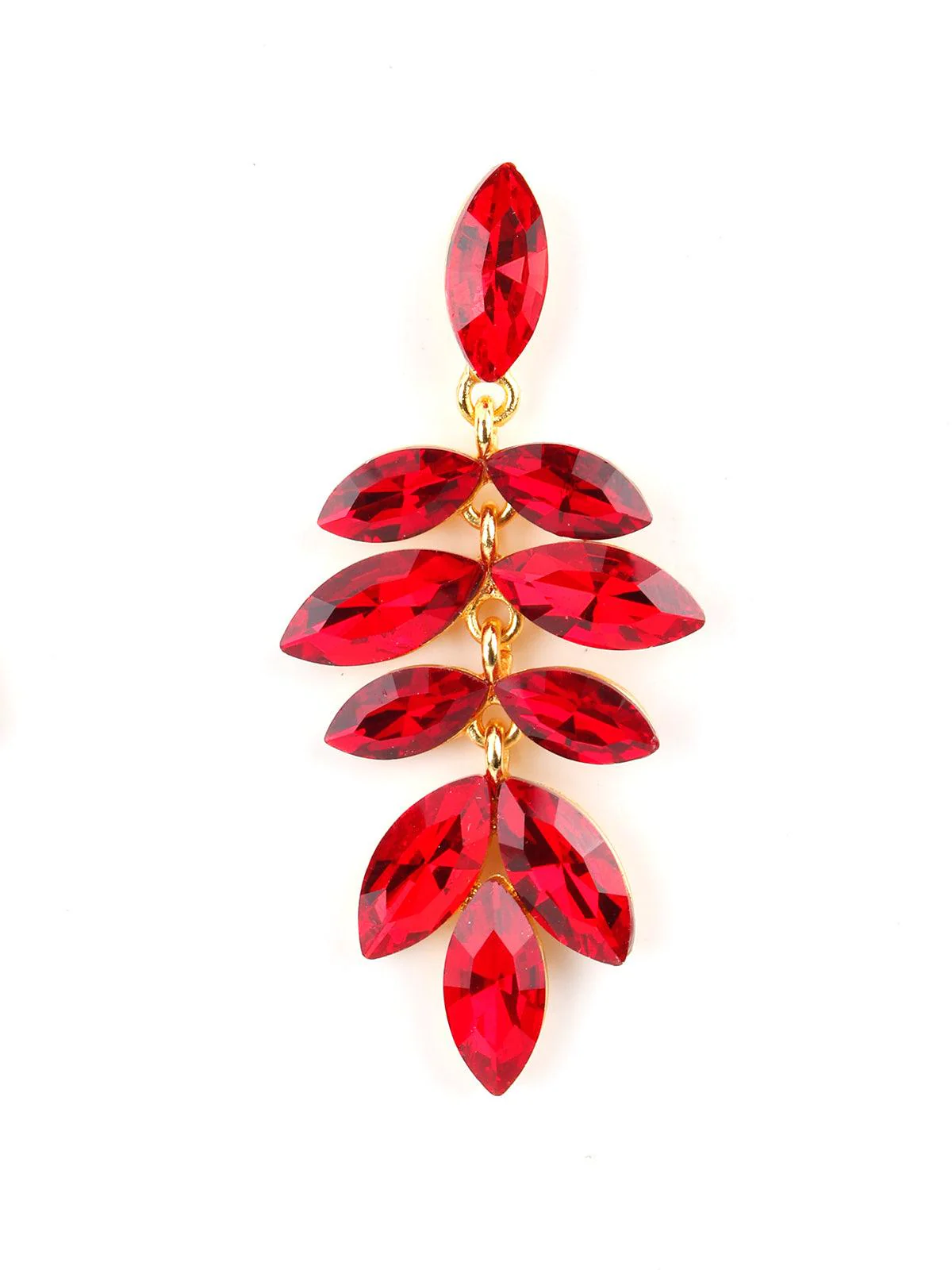 Odette Women Leafy Red Bright Dangle Earrings - Image 3