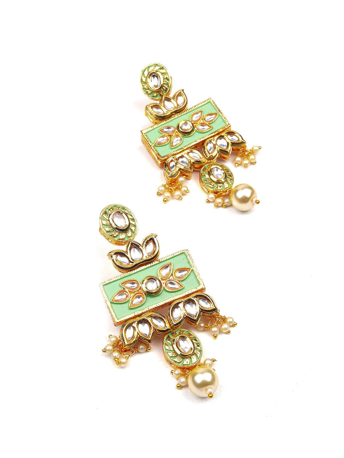 Odette Women Lime Green Kundan Necklace - Image 3