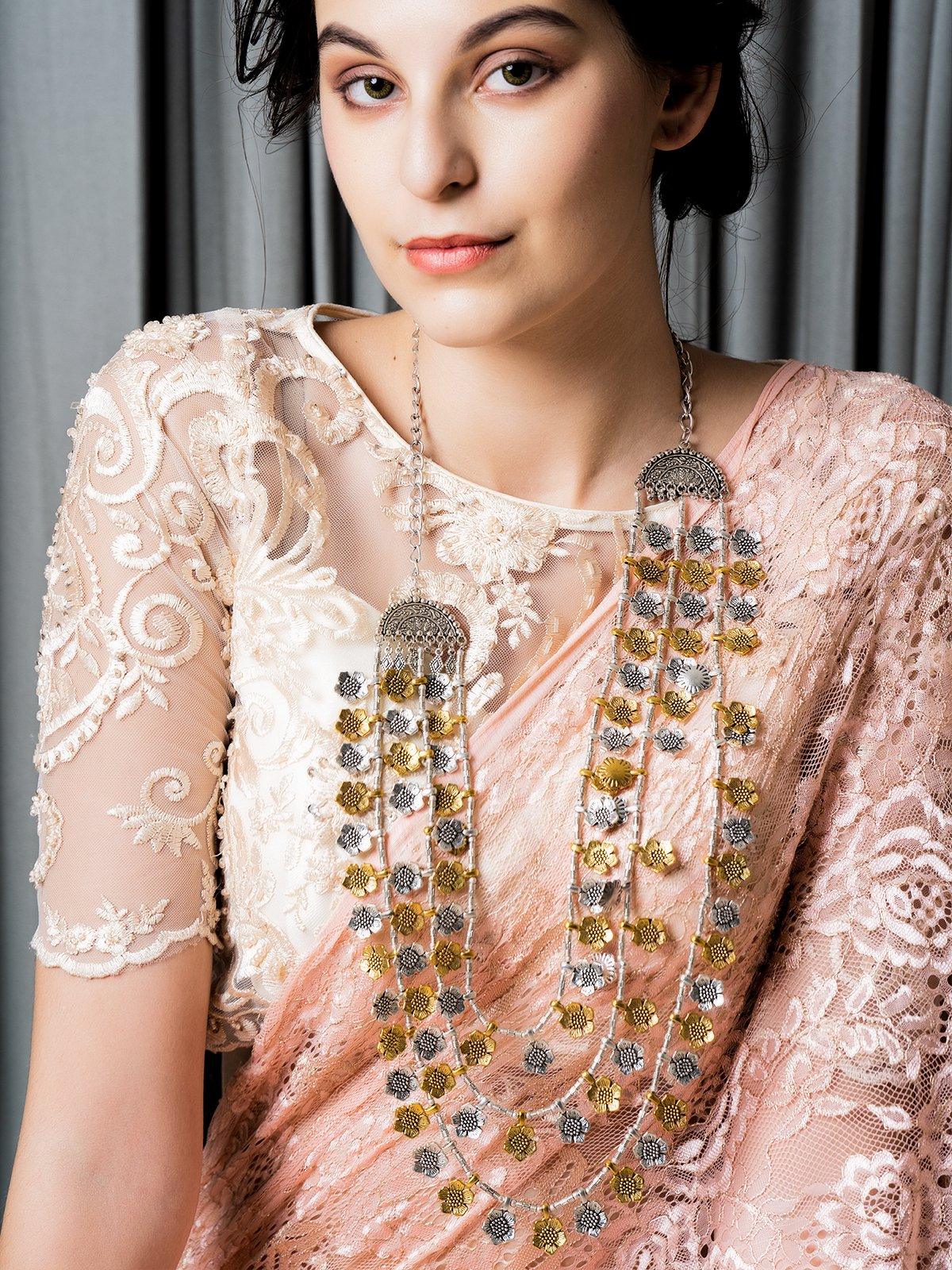 Odette Women Long Brass Look Heavy Necklace! - Image 2