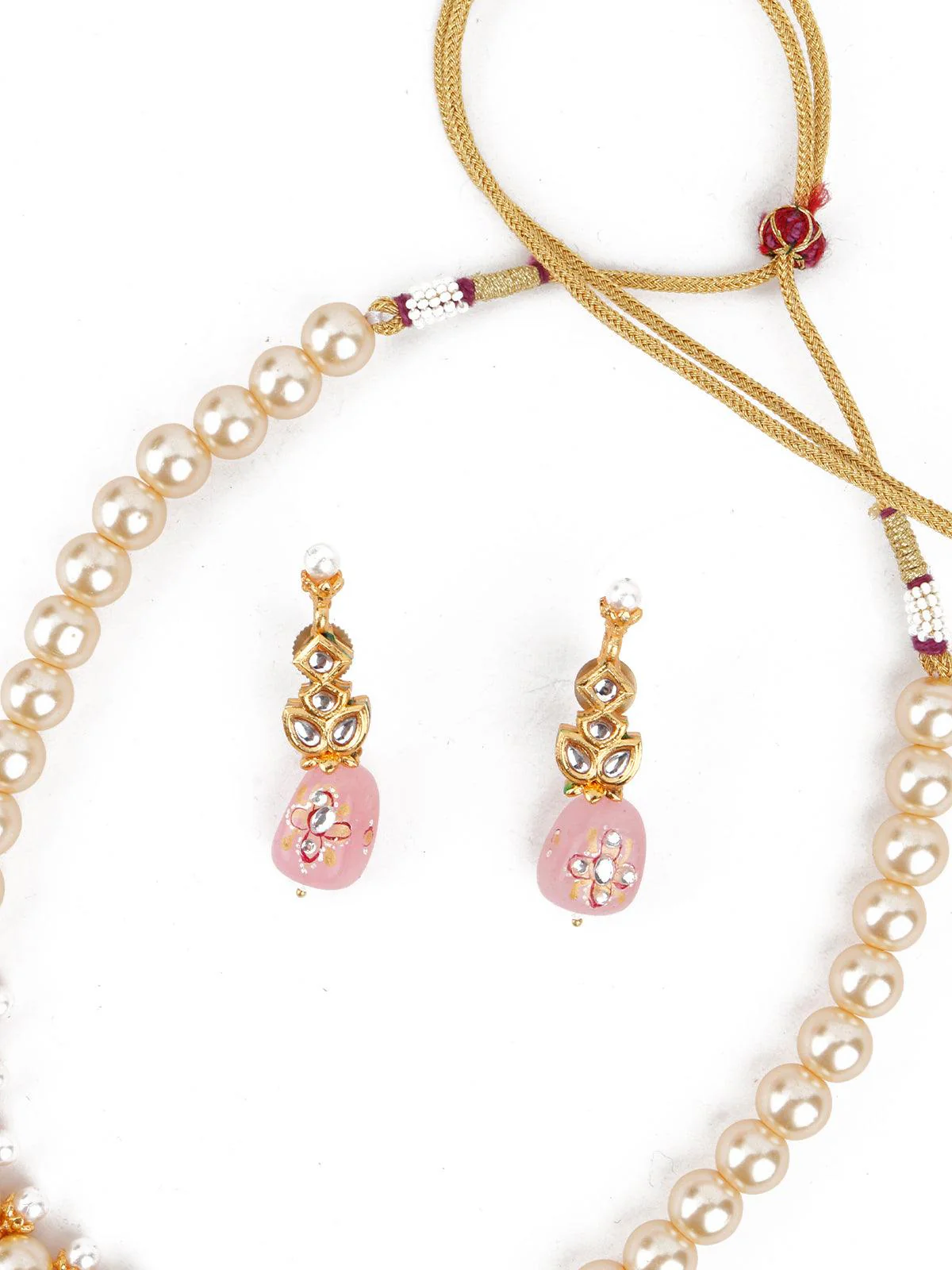 Odette Women Lustrous Pearl Multi-Coloured Onyx Necklace Set! - Image 3