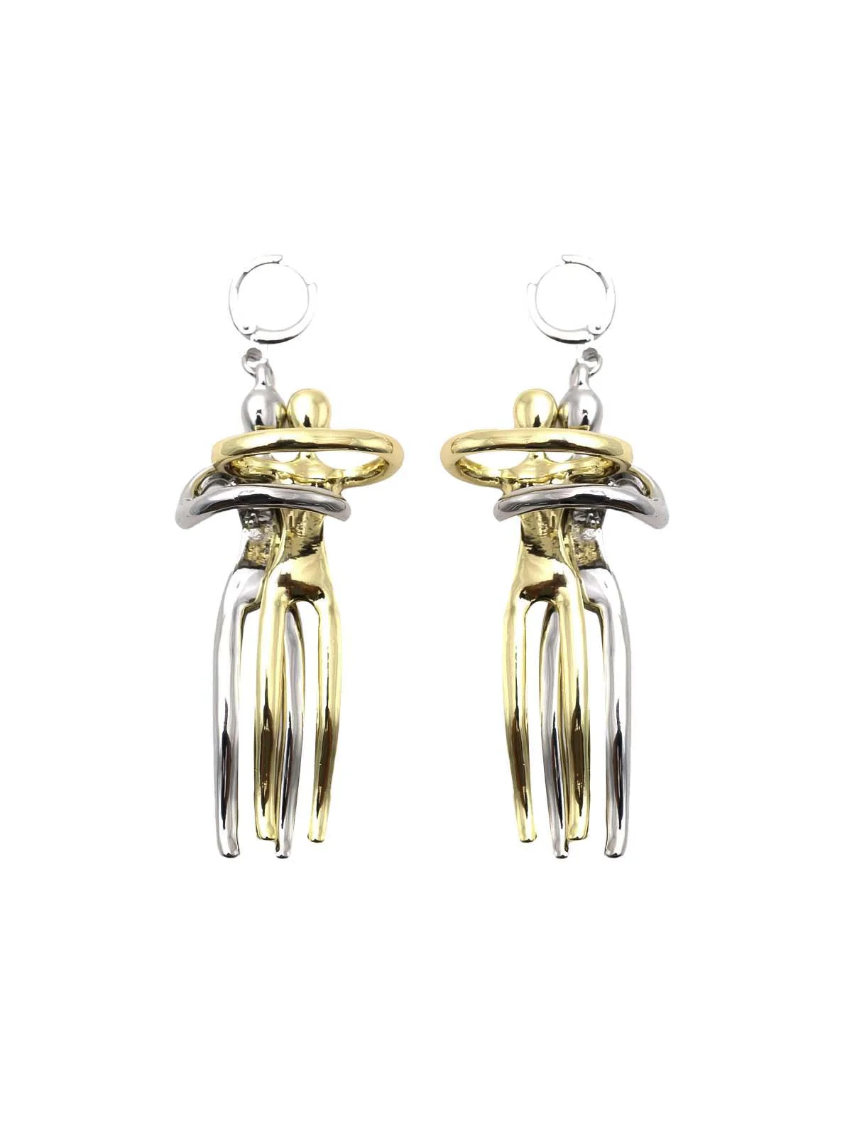 Odette Women Man-Woman Dancing Silver-Gold Tone Earrings - Image 3