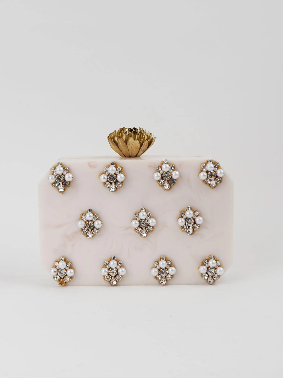 Odette Women Marble White Shade Resin Clutch! - Image 3