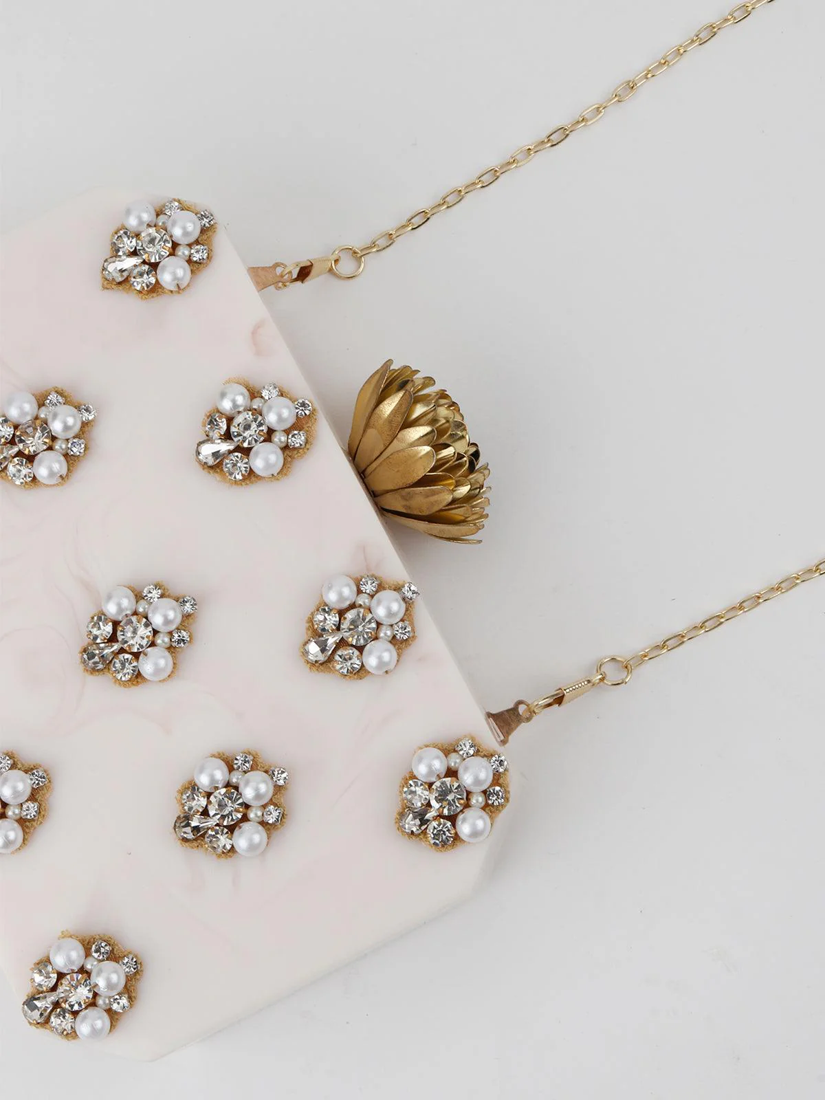 Odette Women Marble White Shade Resin Clutch! - Image 4