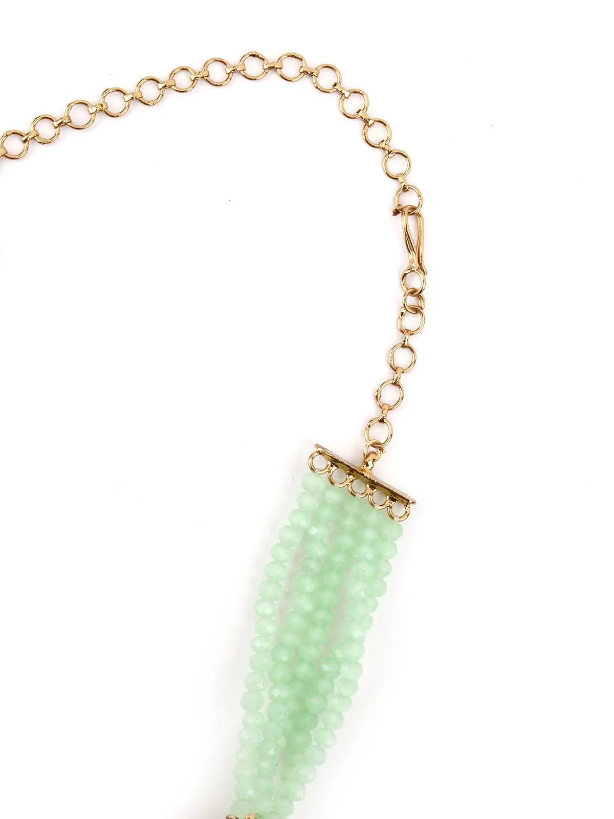 Odette Women Matte Finish Gold Tone Mint Green Onyx-Mani Choker Set - Image 6