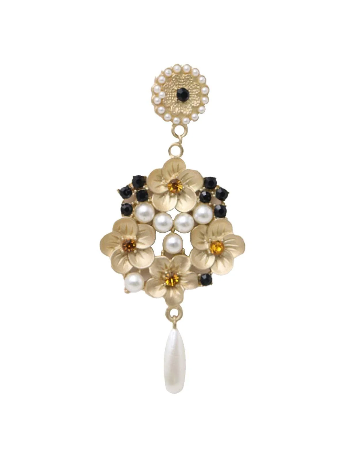 Odette Women Matted Golden Chiseled Dangle Earrings - Image 4