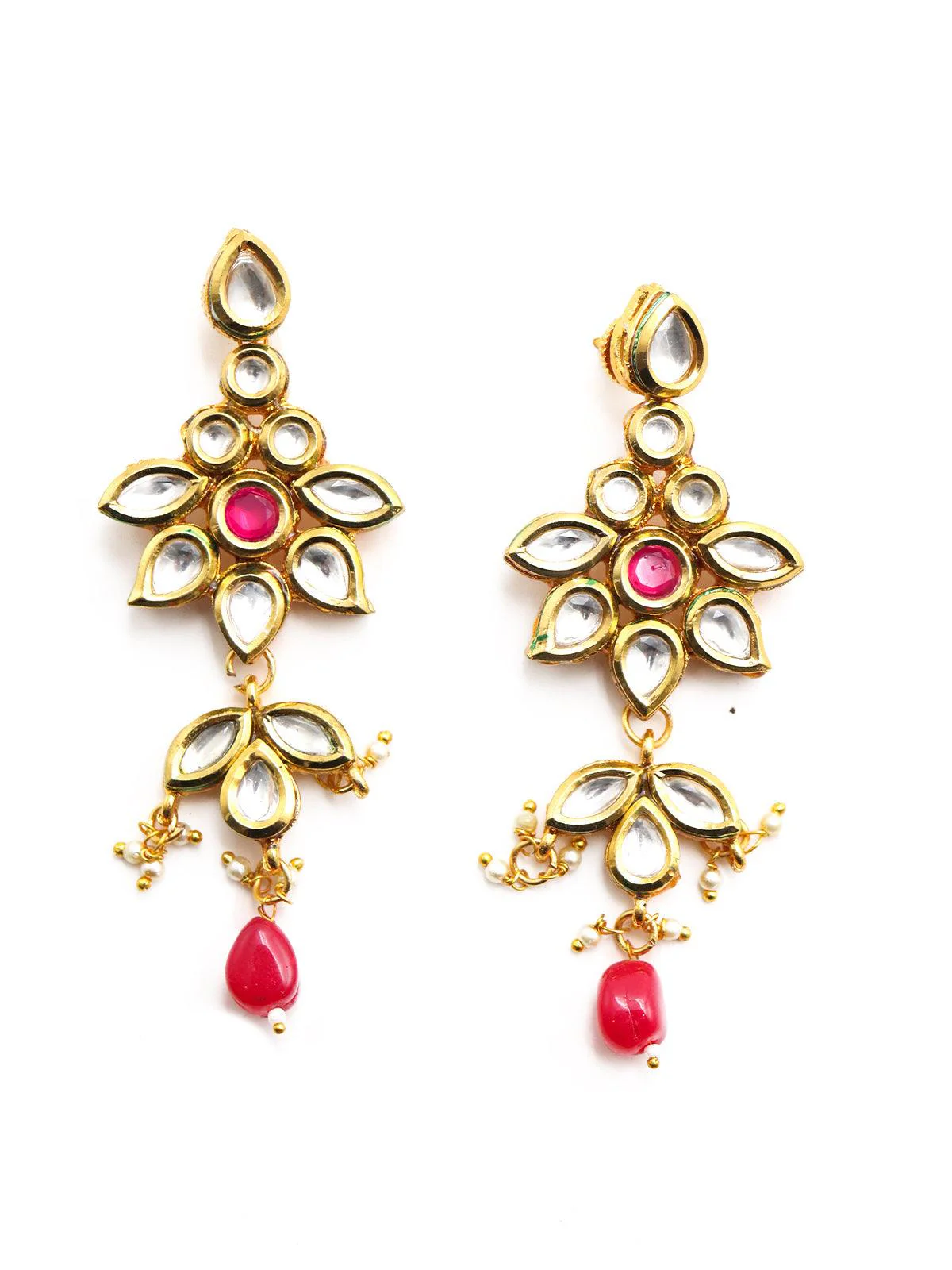 Odette Women Multi-Strand Authentic Maroon Onyx-Kundan-Mani Necklace Set! - Image 4
