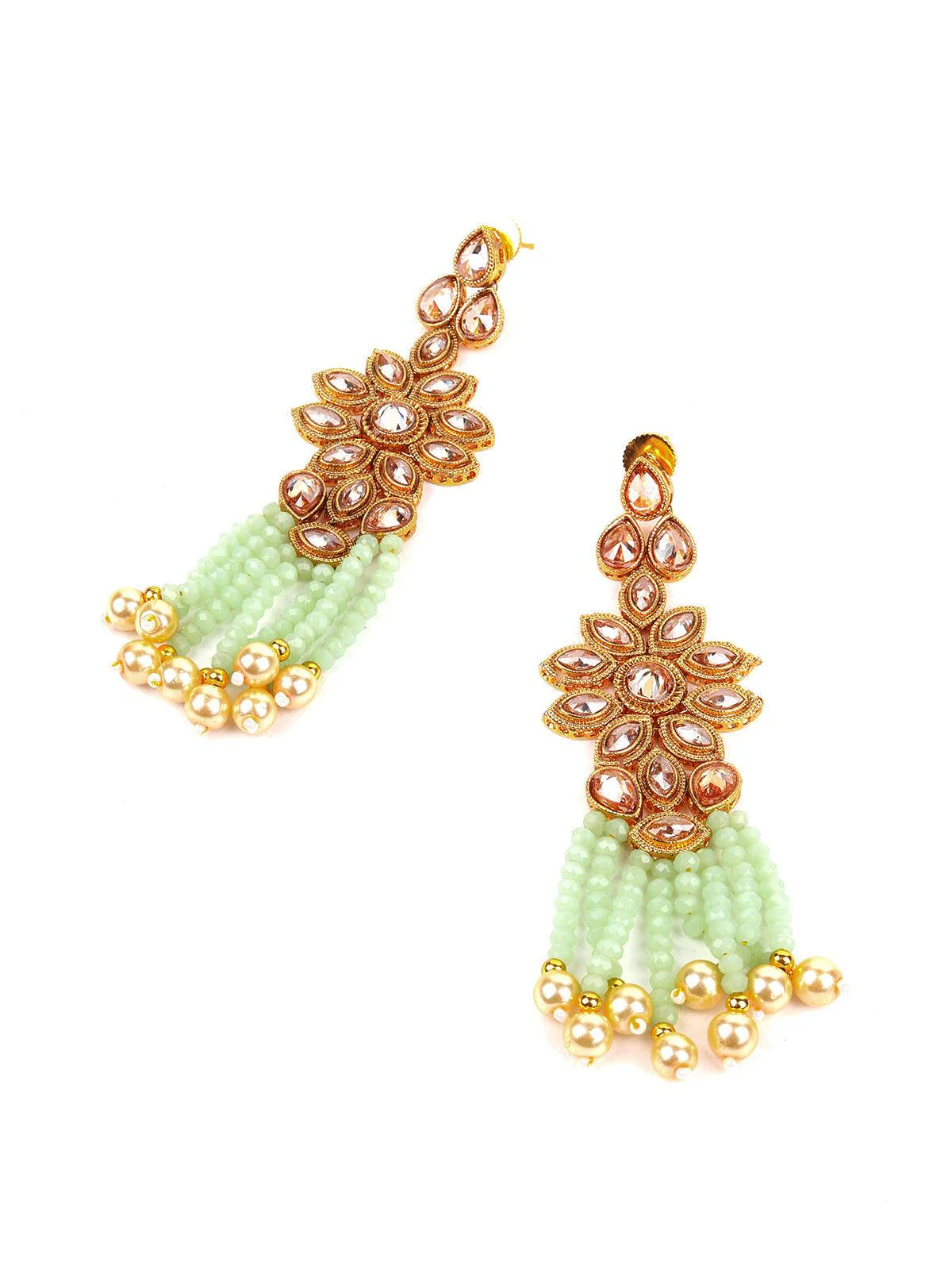 Odette Women Multi-Strand Light Green Onyx Necklace With Earrings - Image 7