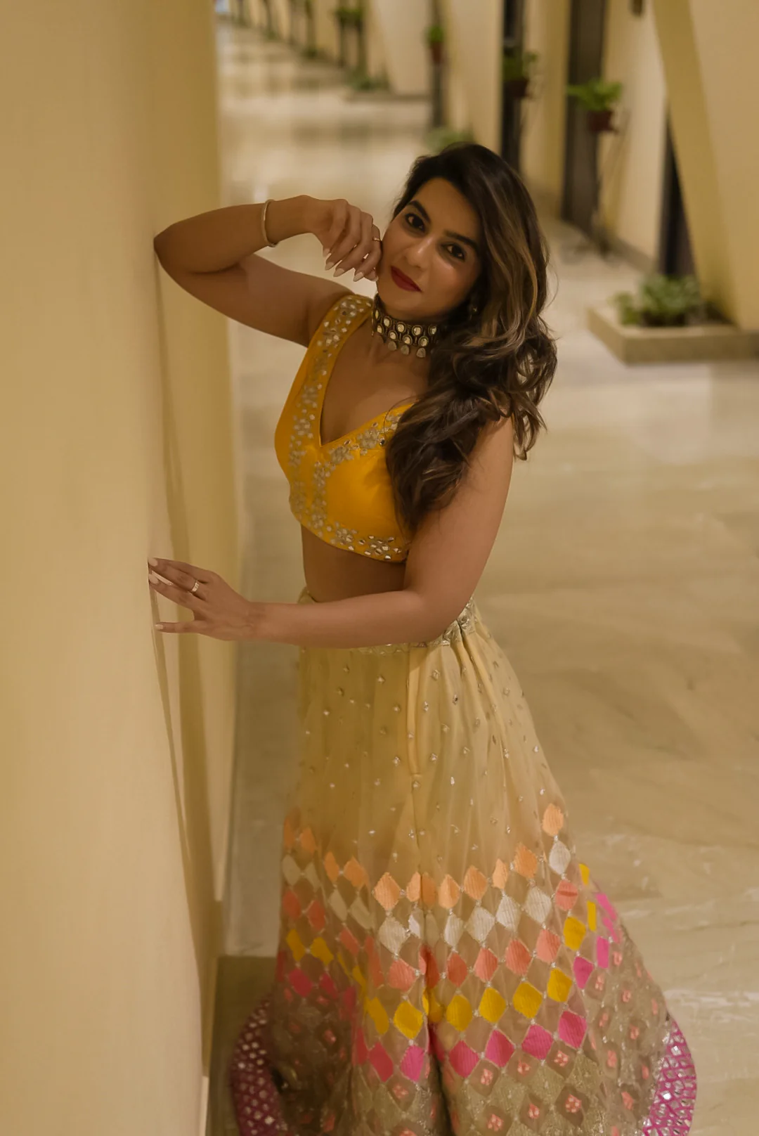Odette Women Multicolored Net Sequence Semi-Stitched Lehenga Choli - Image 3