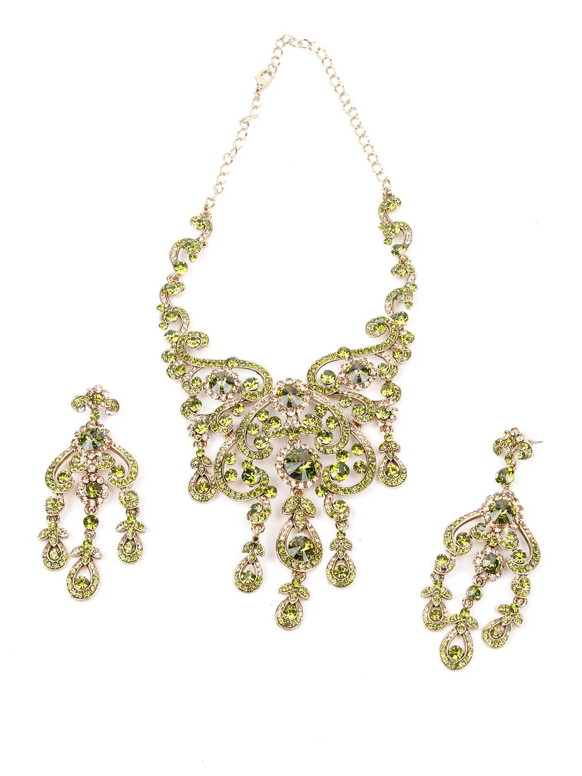 Odette Women Green Metal Stone Set