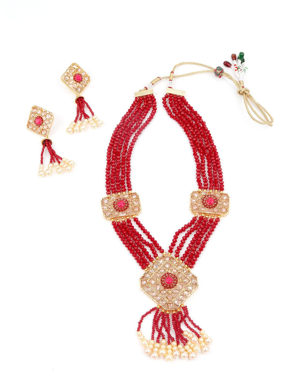 Odette Women Multistring Red Mani Necklace Set - Image 3