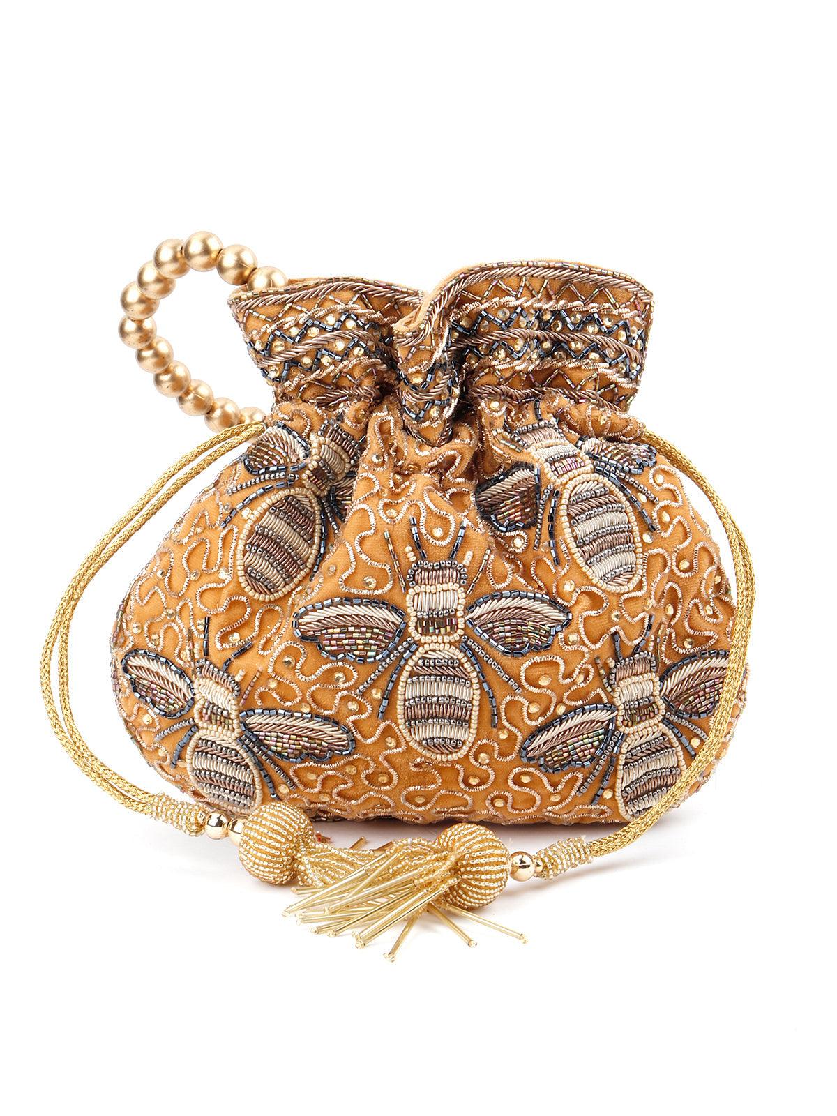 Odette Women Mustard Yellow Alluring Potli - Image 3