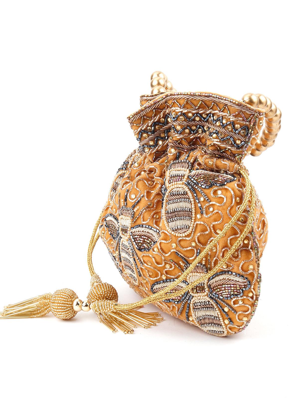 Odette Women Mustard Yellow Alluring Potli - Image 4