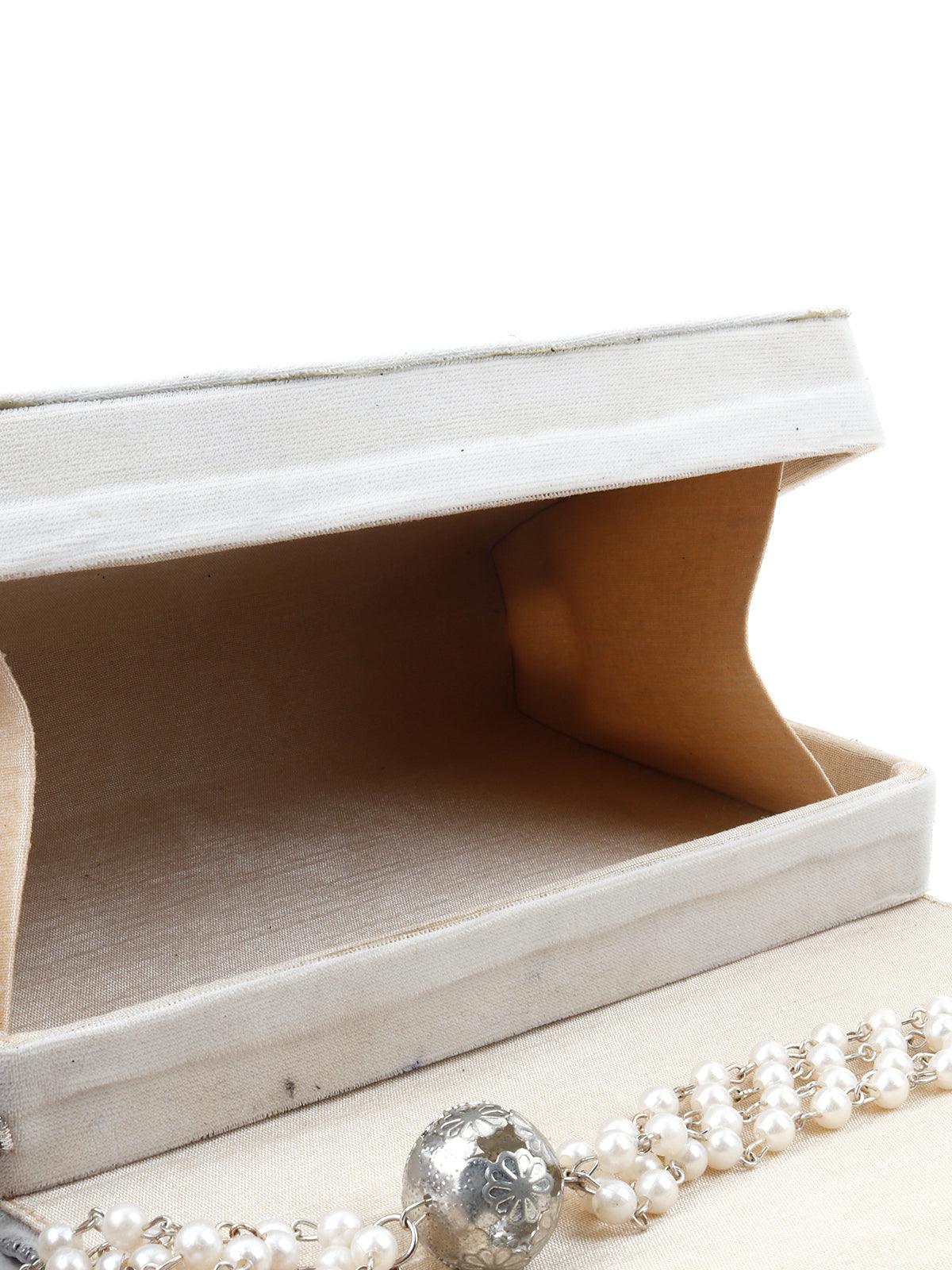 Odette Women Off-White Embellished Box Clutch! - Image 6
