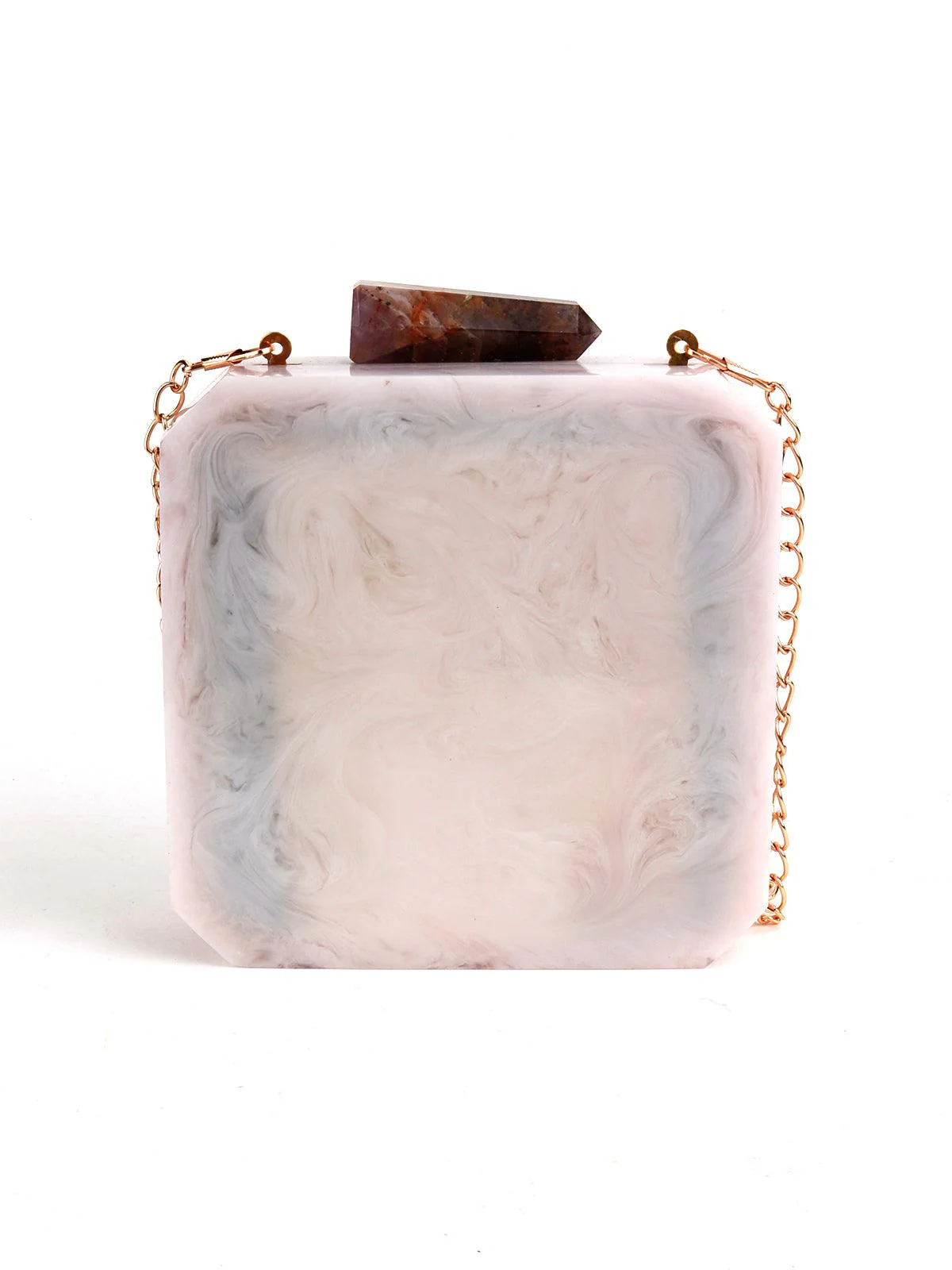 Odette Women Off-White Resin Embellished Enhancing Box Clutch! - Image 4