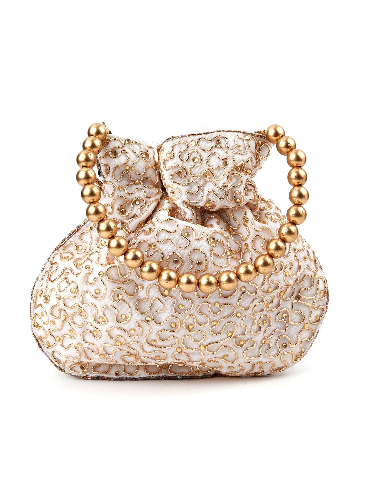 Odette Women Off-White Yellow Alluring Potli - Image 5