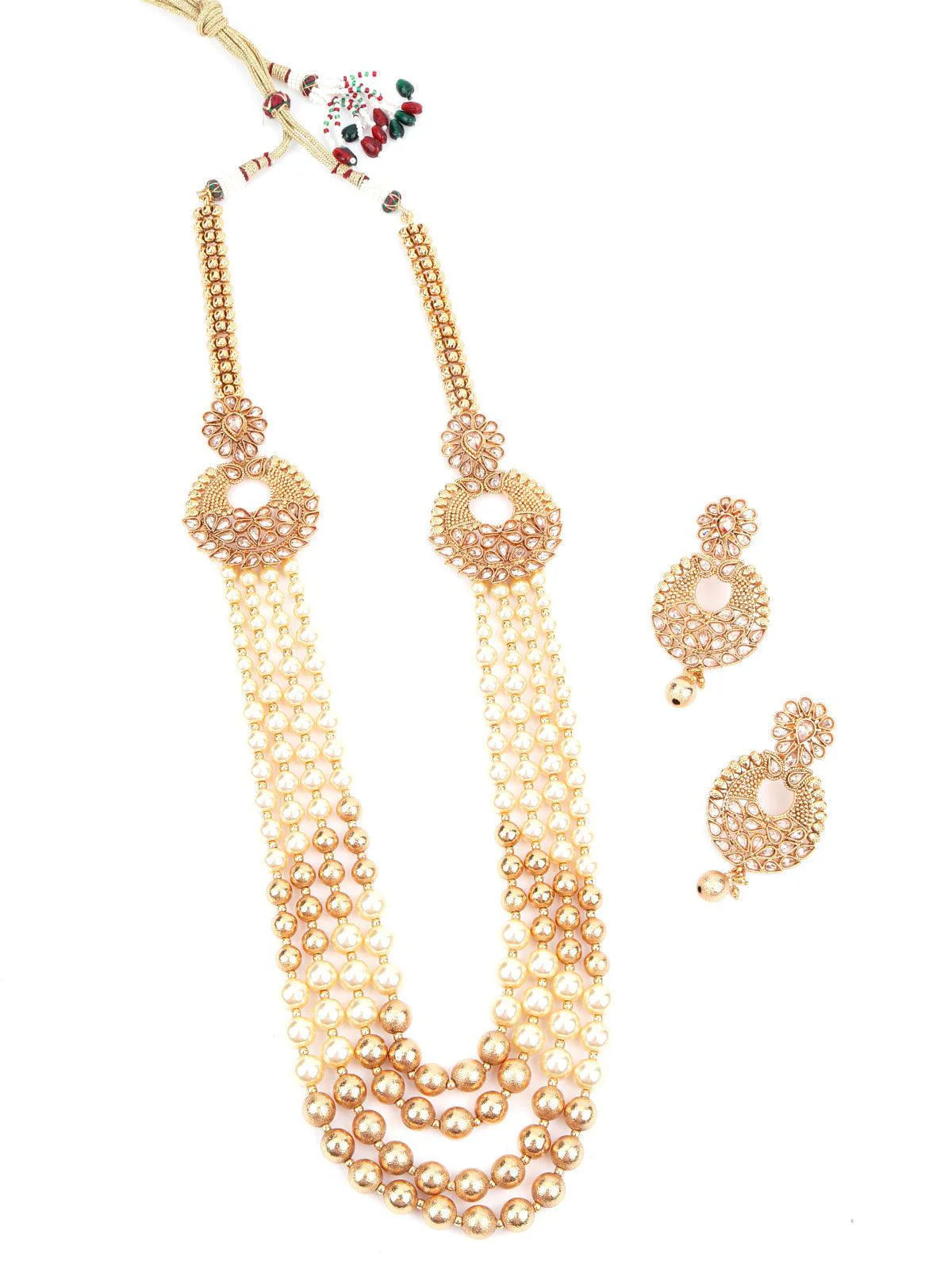 Odette Women Ornate Pearl Dazzling Necklace Set - Image 3