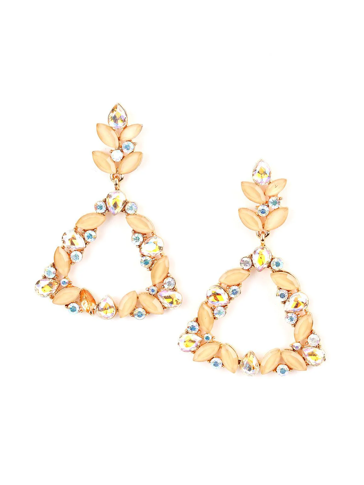 Odette Women Oval Shape Glittery Yellow Glittery Dangle Earrings - Image 3