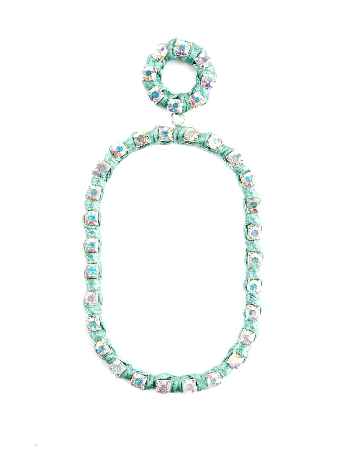 Odette Women Oval Shape Green Dangle Earrings - Image 4
