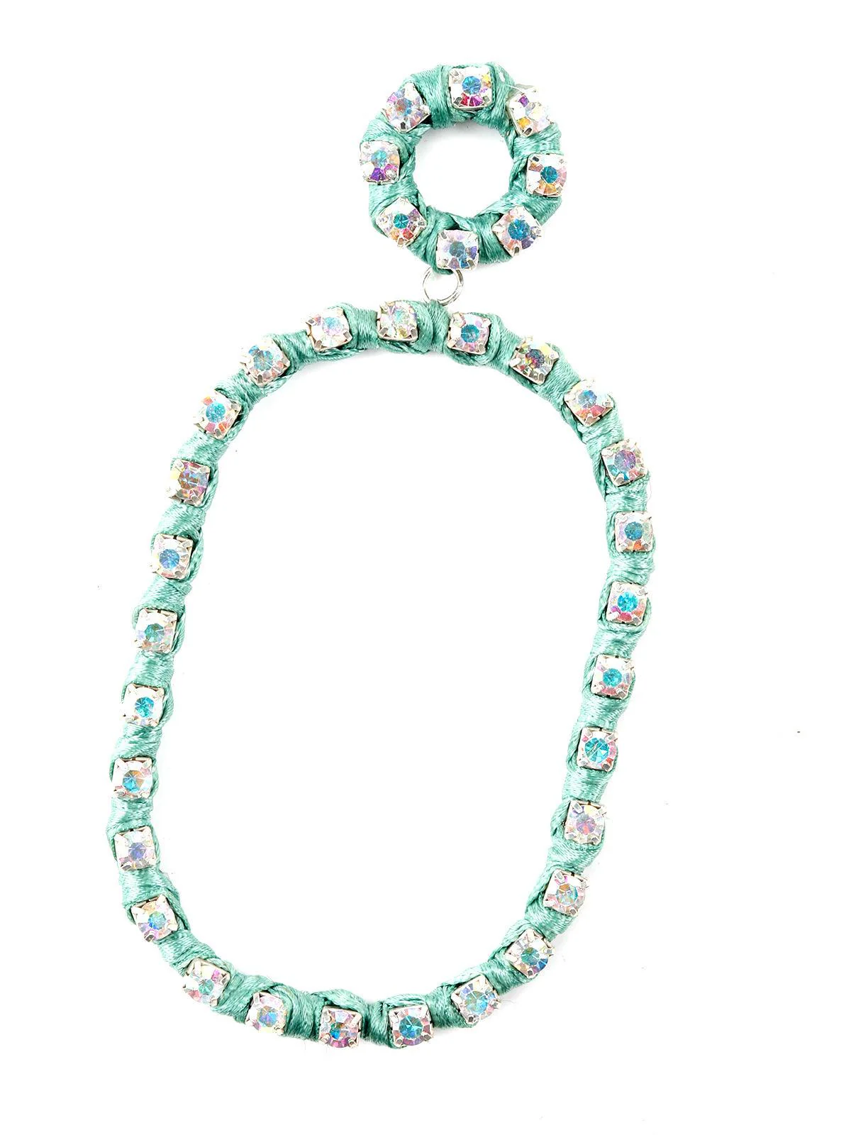 Odette Women Oval Shape Green Dangle Earrings - Image 5