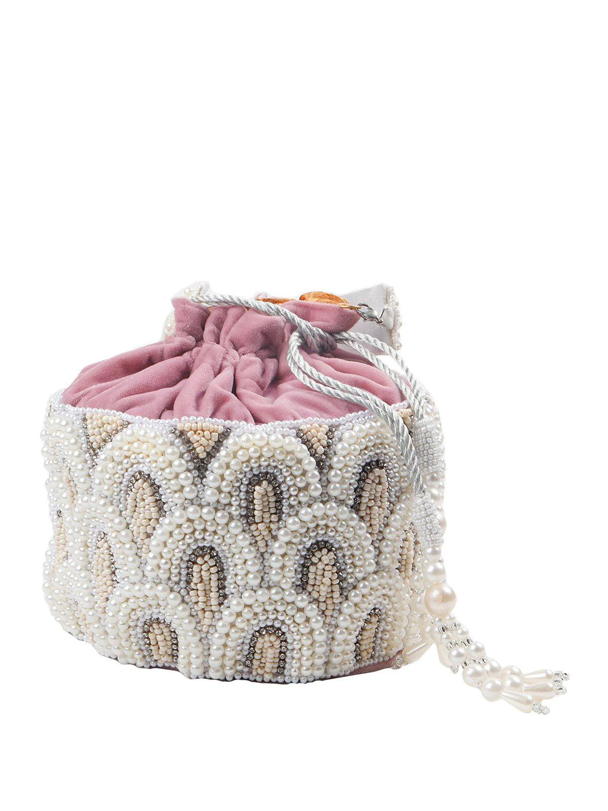 Odette Women Pink Embellished Potli Bag - Image 3