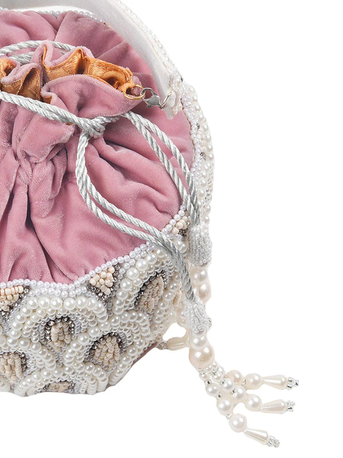 Odette Women Pink Embellished Potli Bag - Image 5