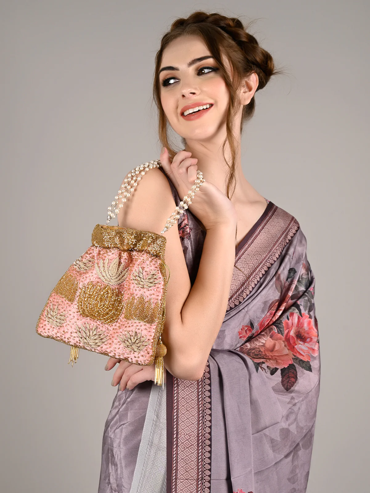 Odette Women Pink Bright Potli Bag - Image 2