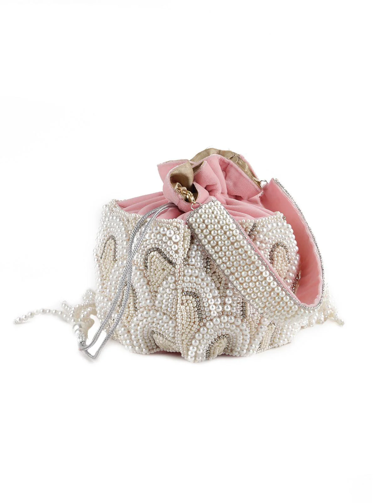 Odette Women Pink Embellished Potli - Image 3