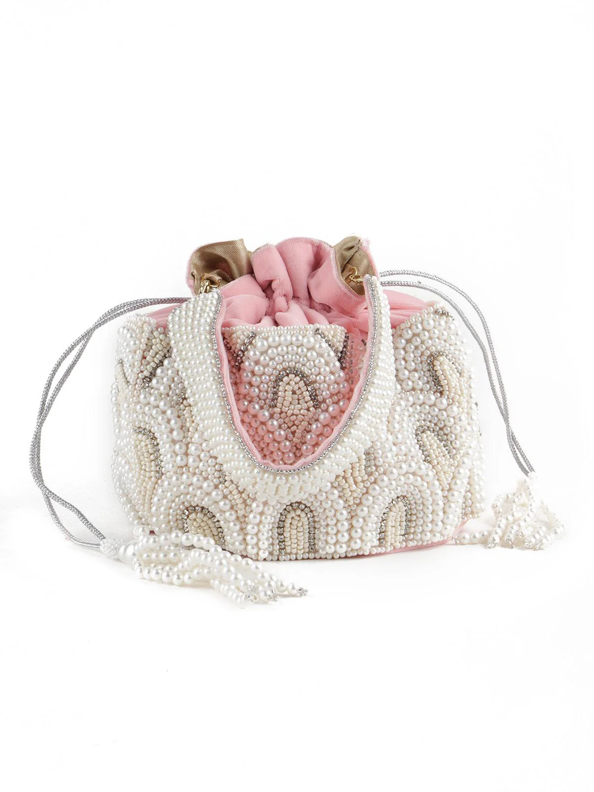 Odette Women Pink Embellished Potli - Image 4