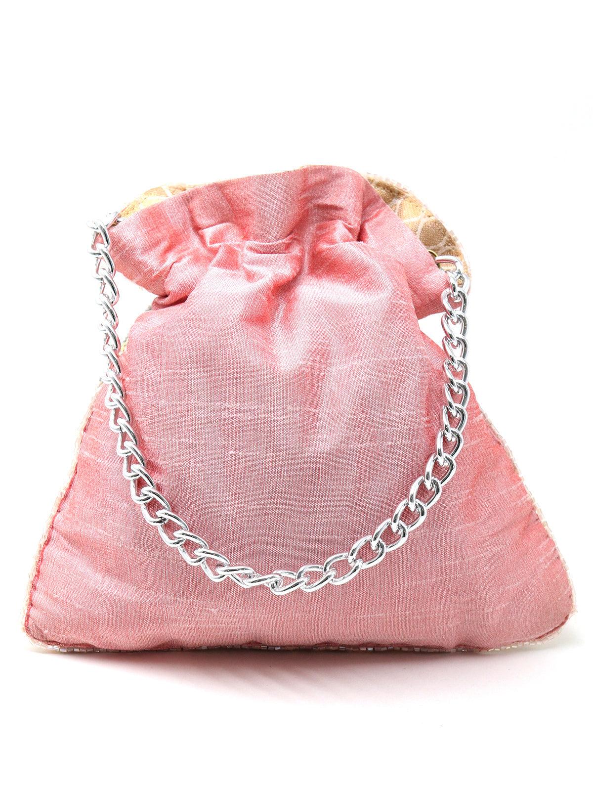 Odette Women Pink Handcrafted Potli Handbag - Image 4