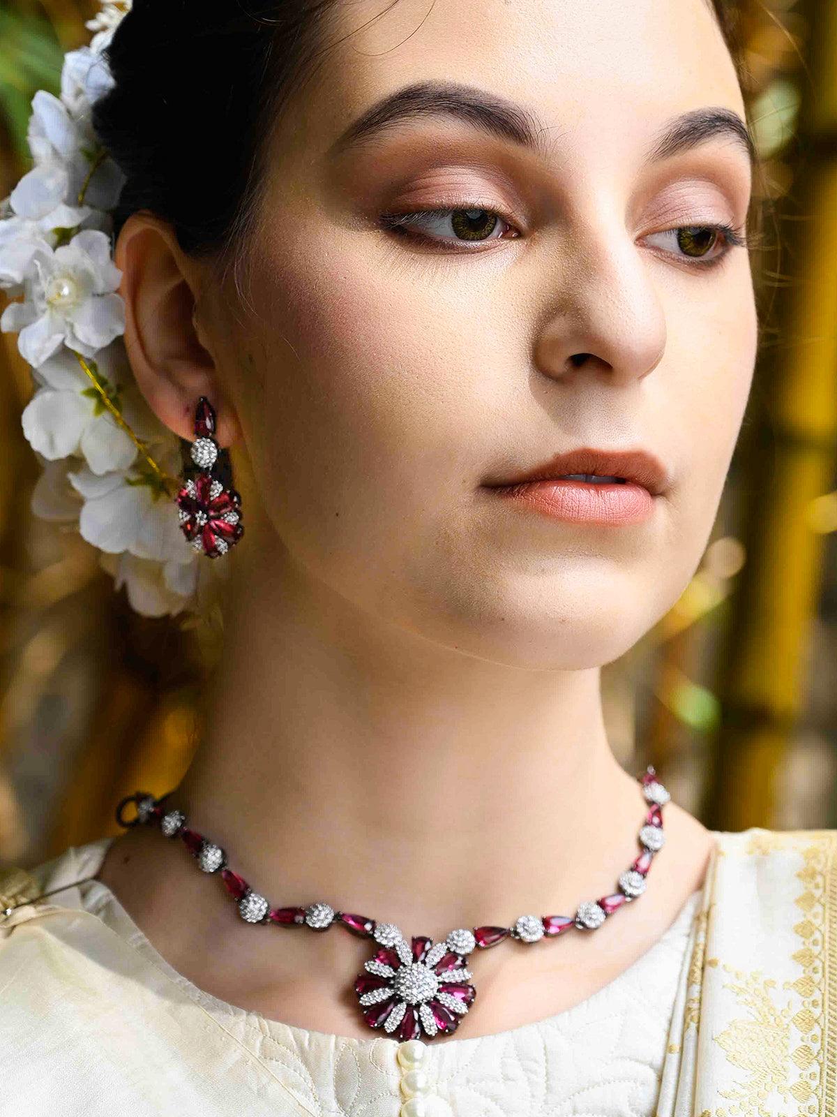 Odette Women Pink Princess Feel Necklace Set - Image 2