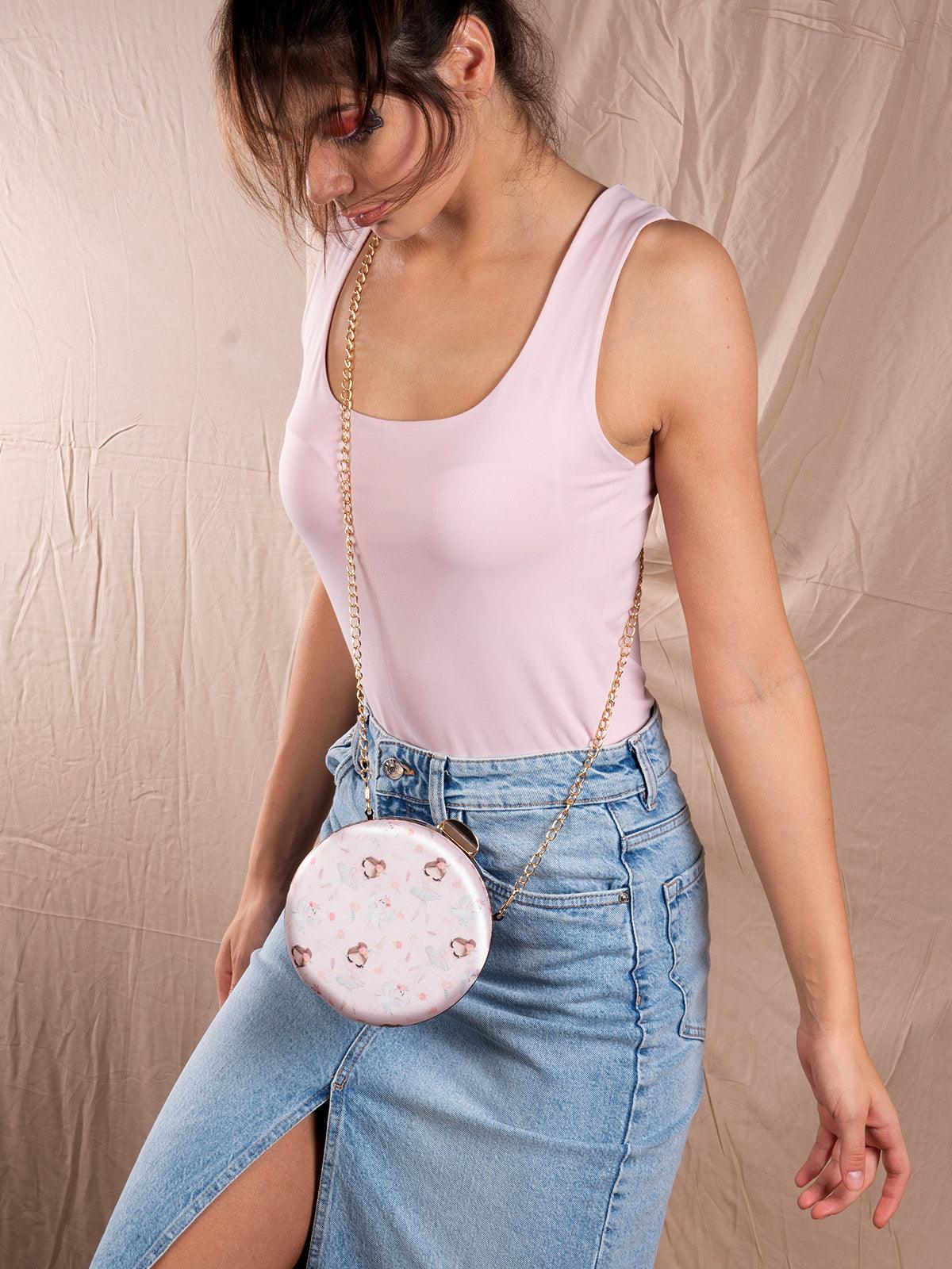 Odette Women Powder Pink Round Clutch - Image 2