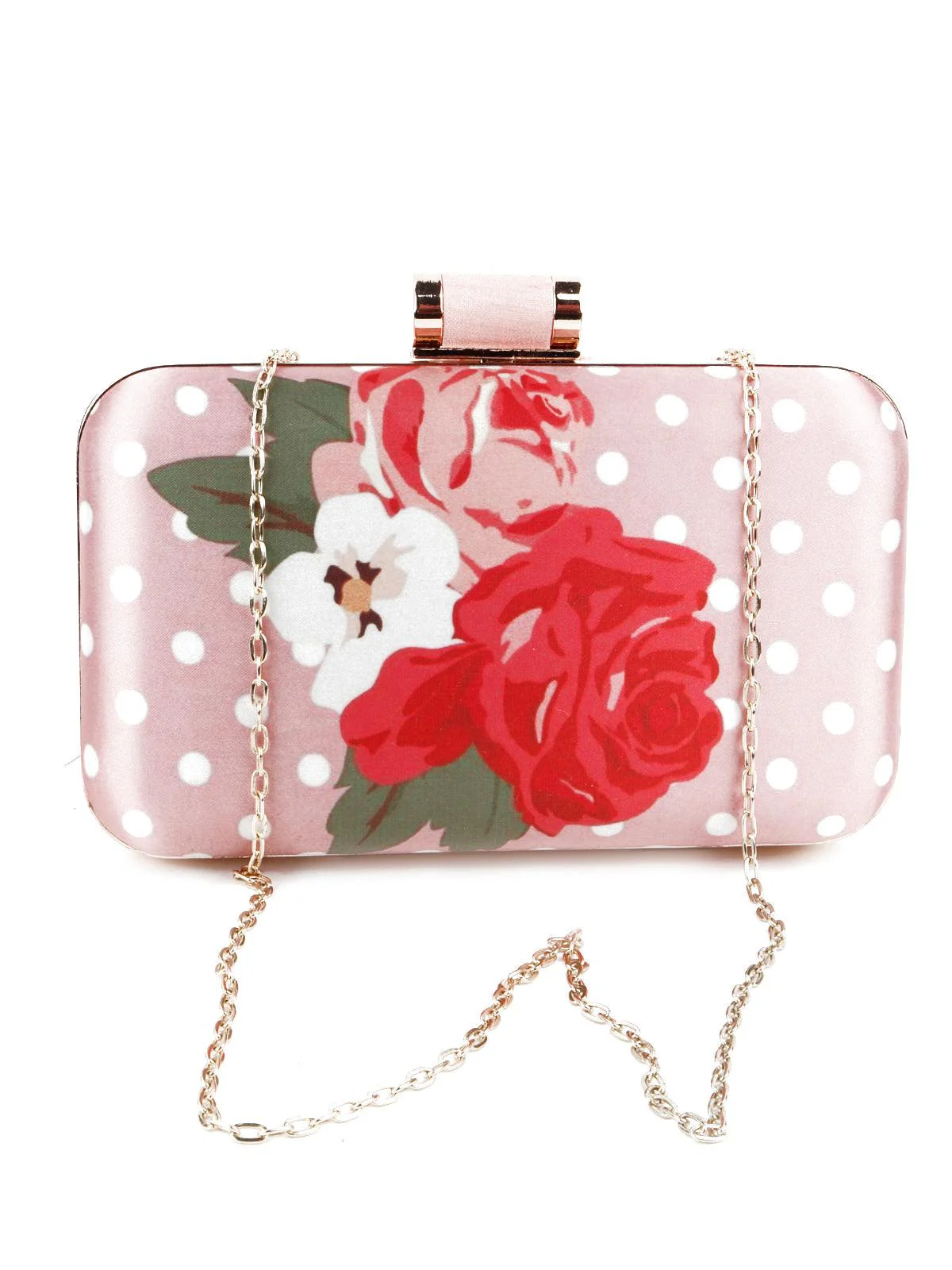 Odette Women Rectangular Shape Peach Embellished Clutch! - Image 3