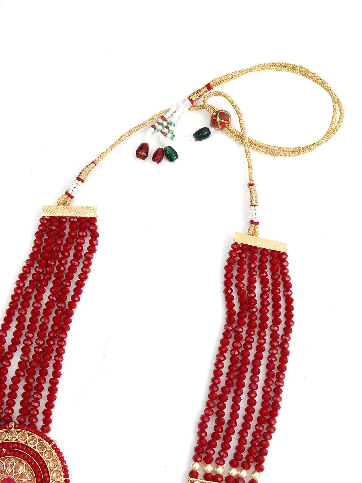 Odette Women Red Bright Onyx-Pearl Necklace Set - Image 5