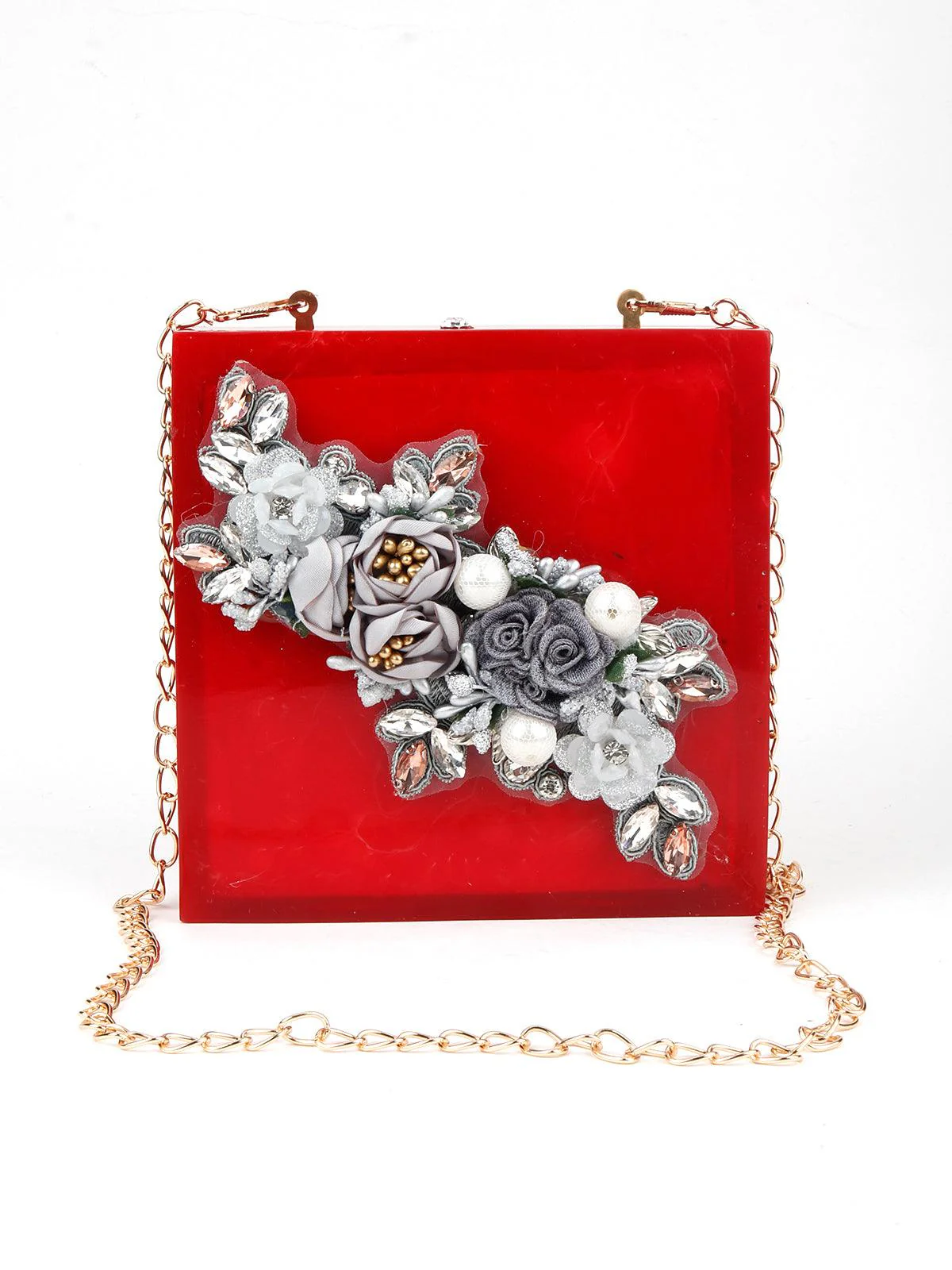 Odette Women Red Resin Statement Clutch - Image 3