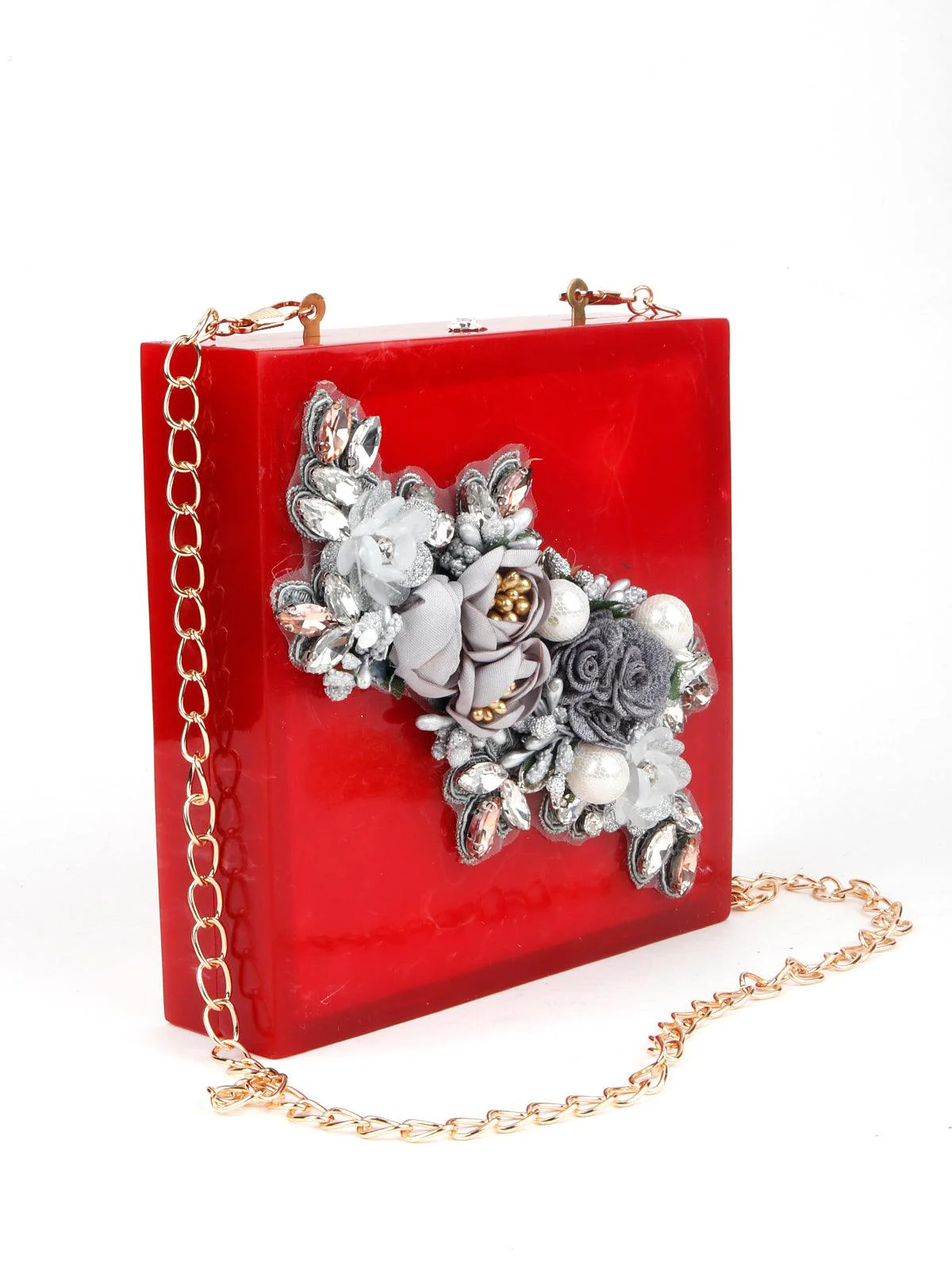 Odette Women Red Resin Statement Clutch - Image 6