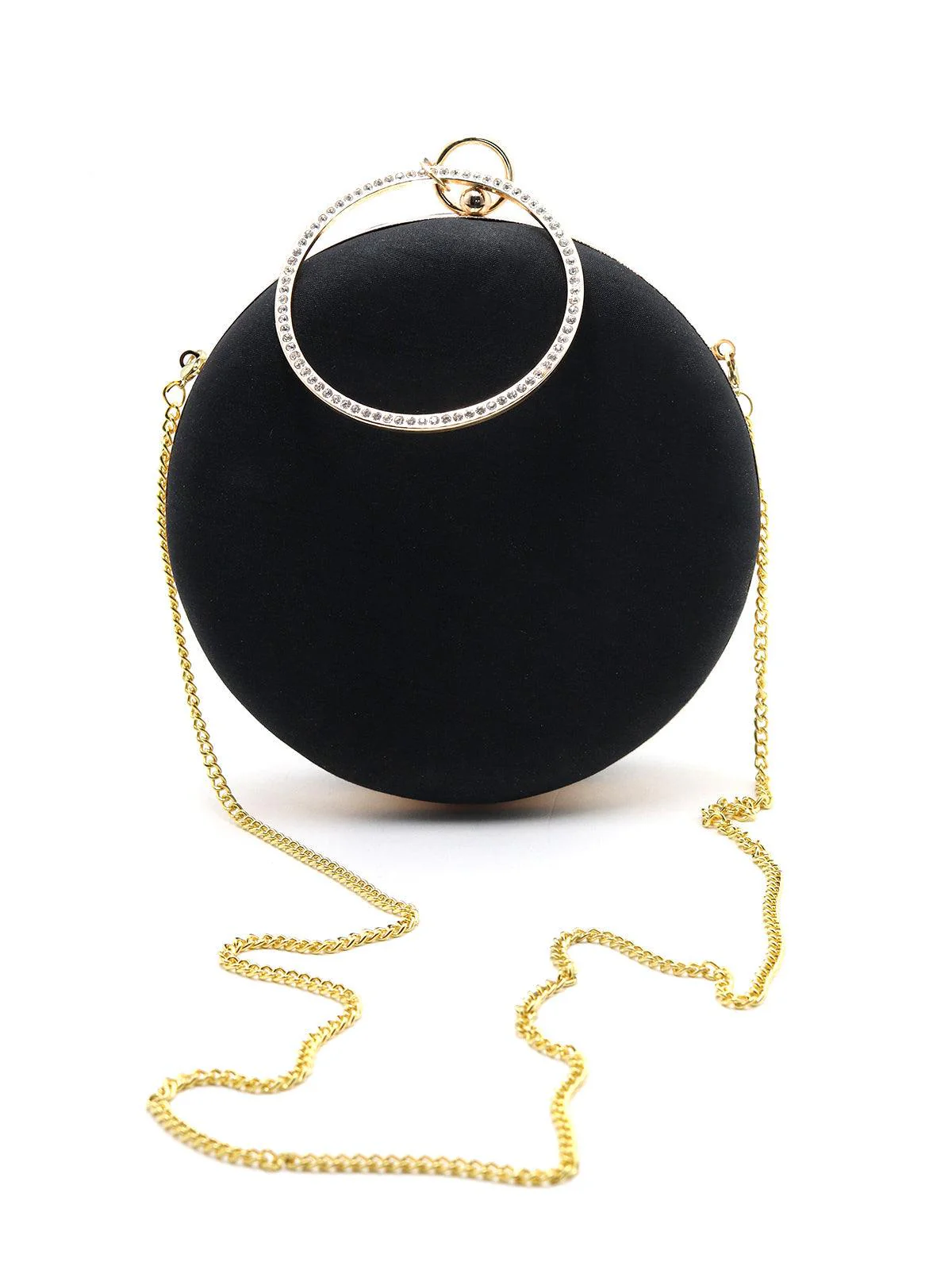 Odette Women Round Black Attractive Zardozi Clutch! - Image 4