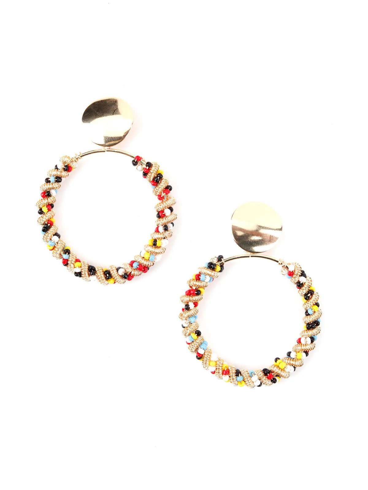 Odette Women Round Multicolor Beaded Dangle Earrings - Image 6