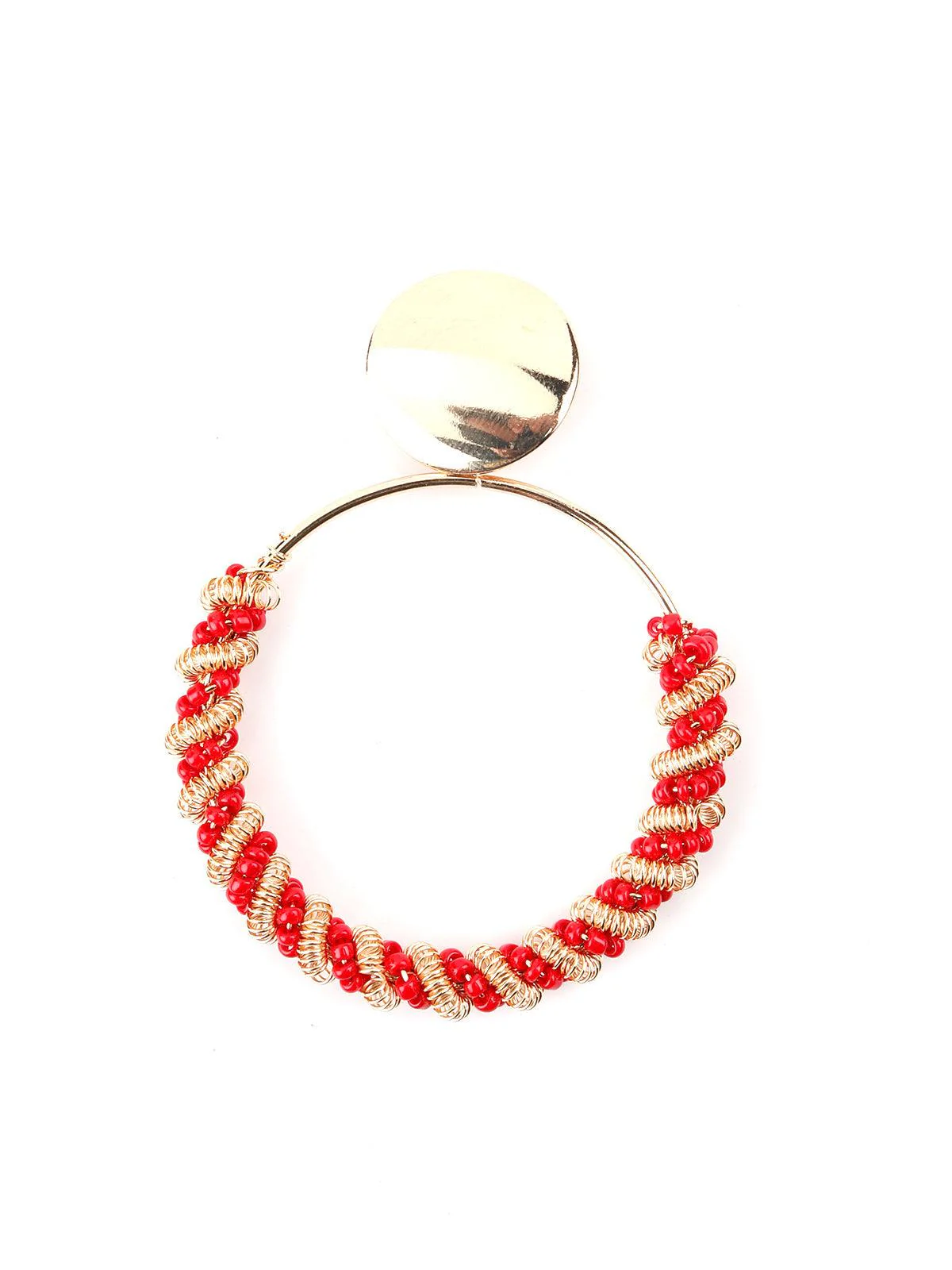 Odette Women Round Red Beaded Dangle Earrings - Image 6