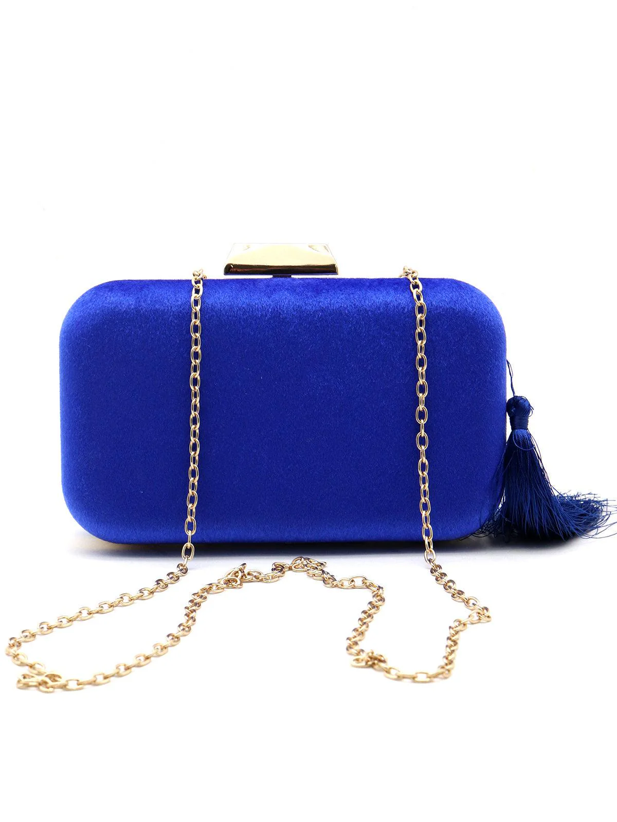 Odette Women Royal Blue Velvet Clutch - Image 4
