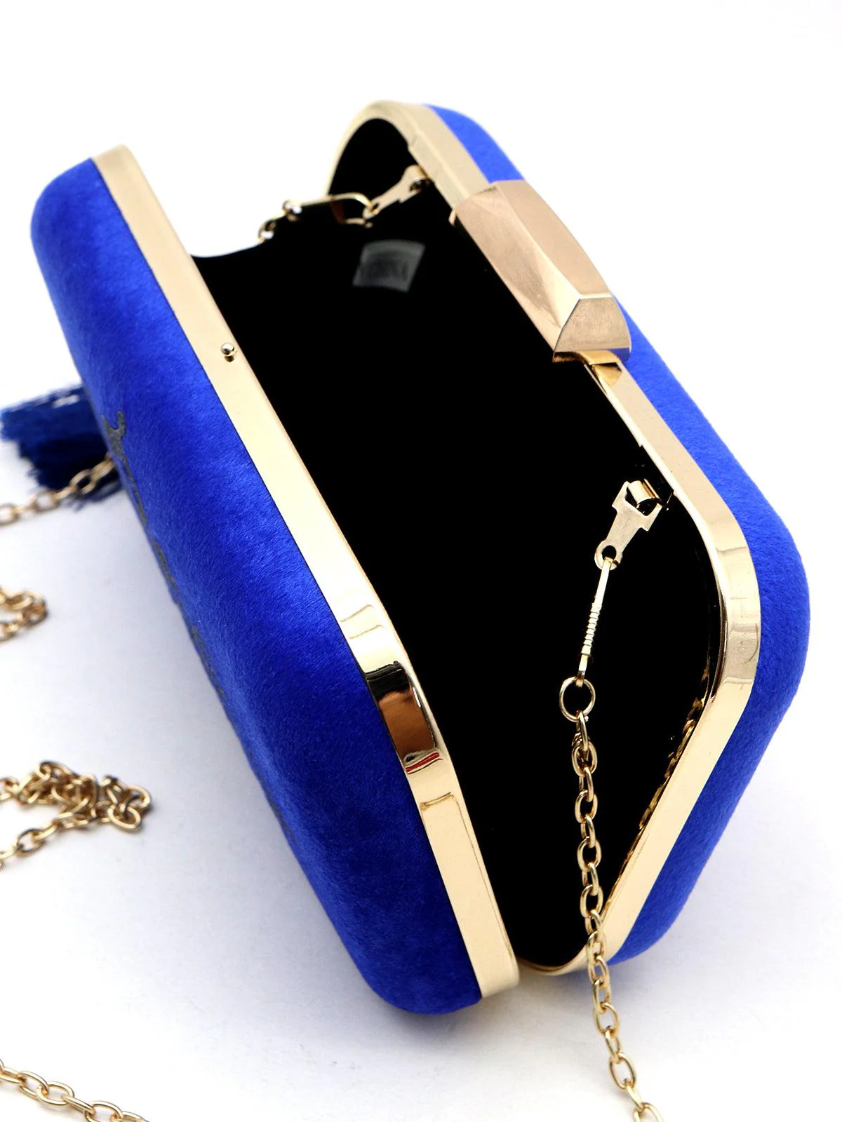 Odette Women Royal Blue Velvet Clutch - Image 5